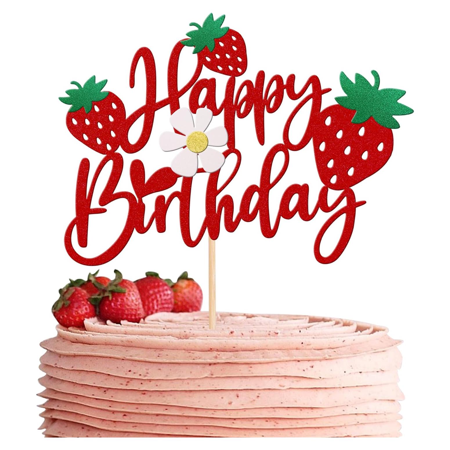 Adorno de Pastel de Cumpleaños Fresa ZHUOWEISM 15.5x22cm