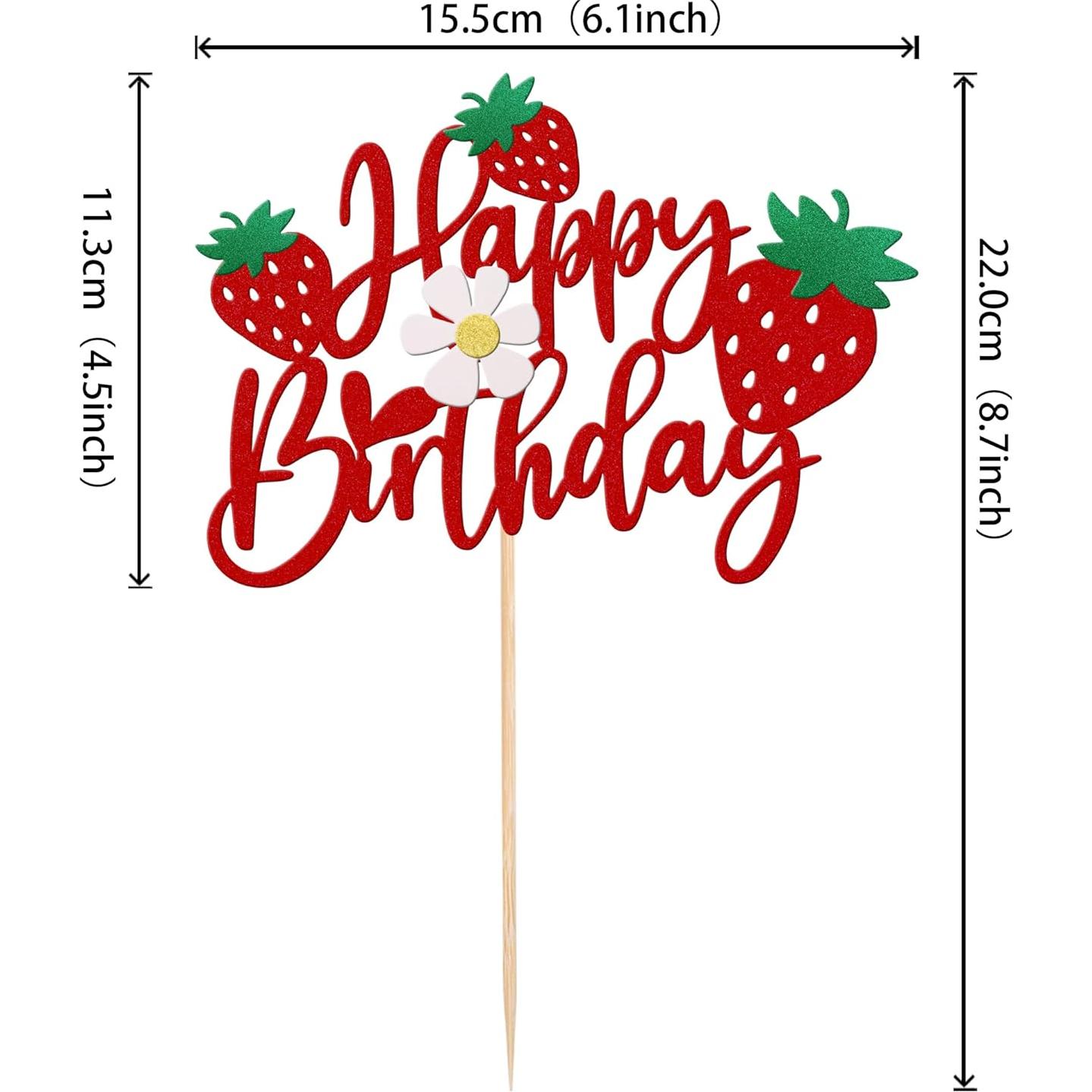 Adorno de Pastel de Cumpleaños Fresa ZHUOWEISM 15.5x22cm