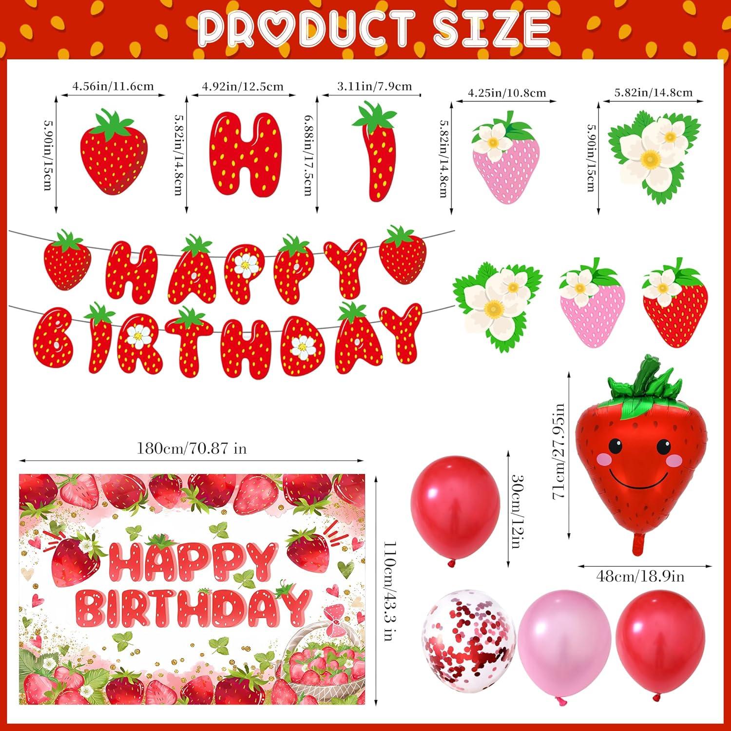 Decoraciones de Cumpleaños de Fresa ITHKIRHO 23 Pcs Fiesta