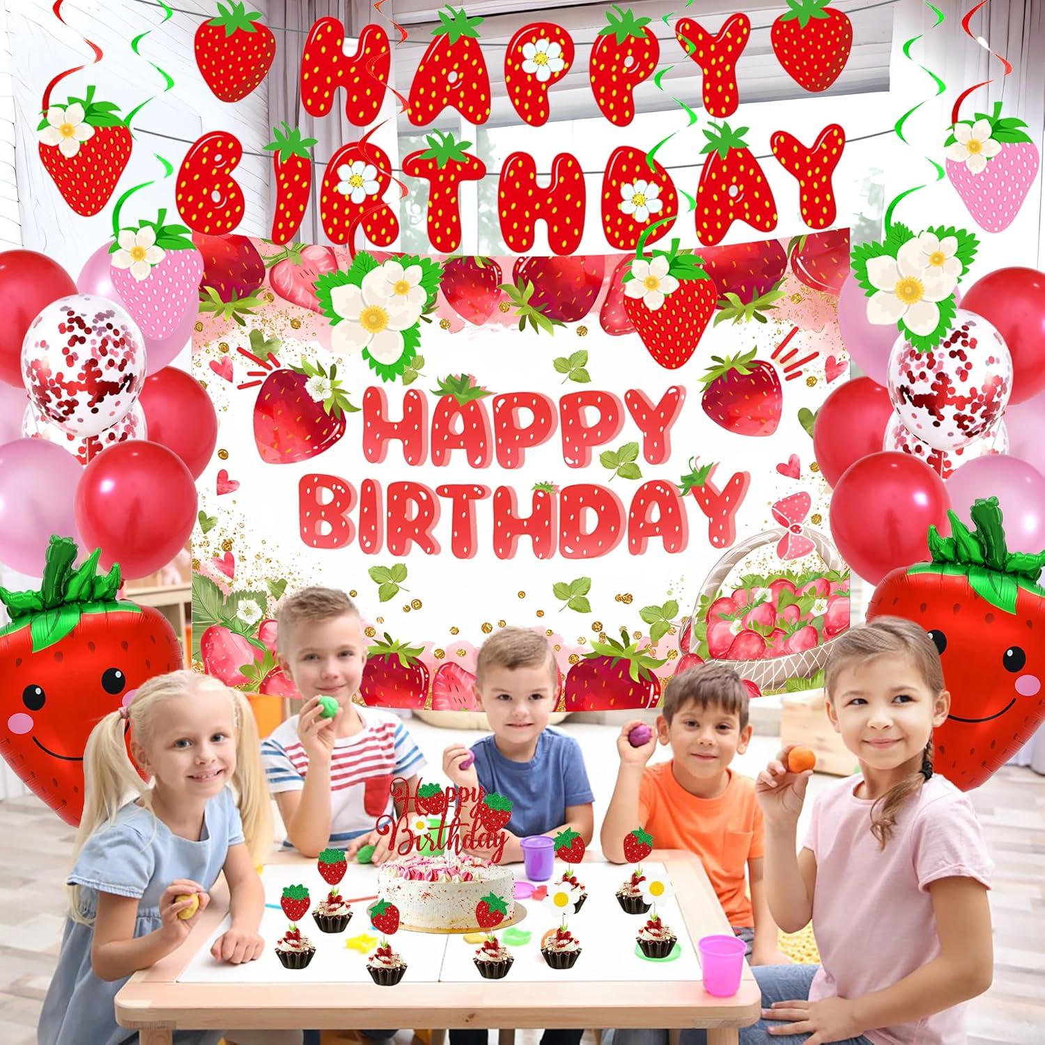 Decoraciones de Cumpleaños de Fresa ITHKIRHO 23 Pcs Fiesta