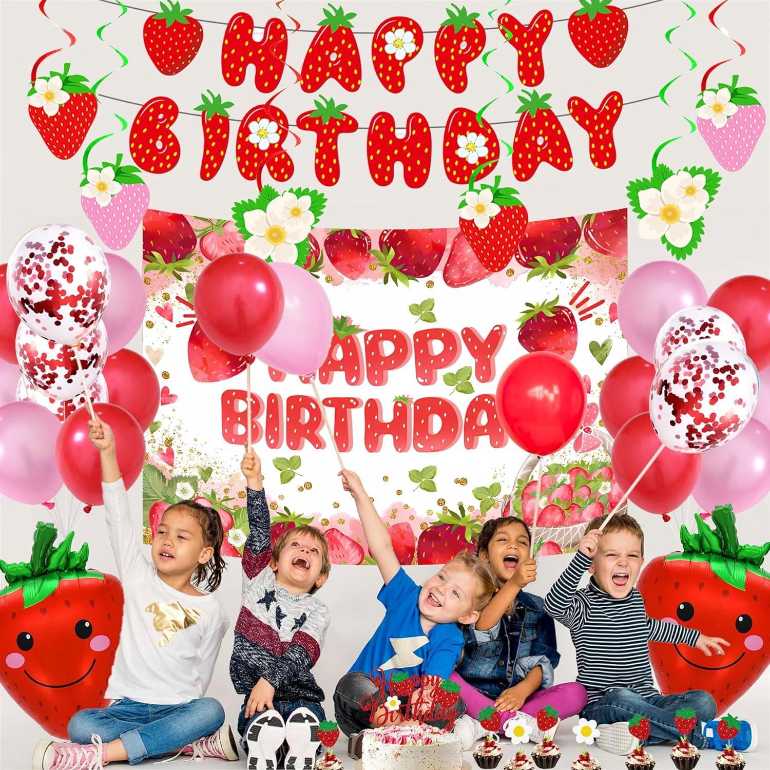 Decoraciones de Cumpleaños de Fresa ITHKIRHO 23 Pcs Fiesta