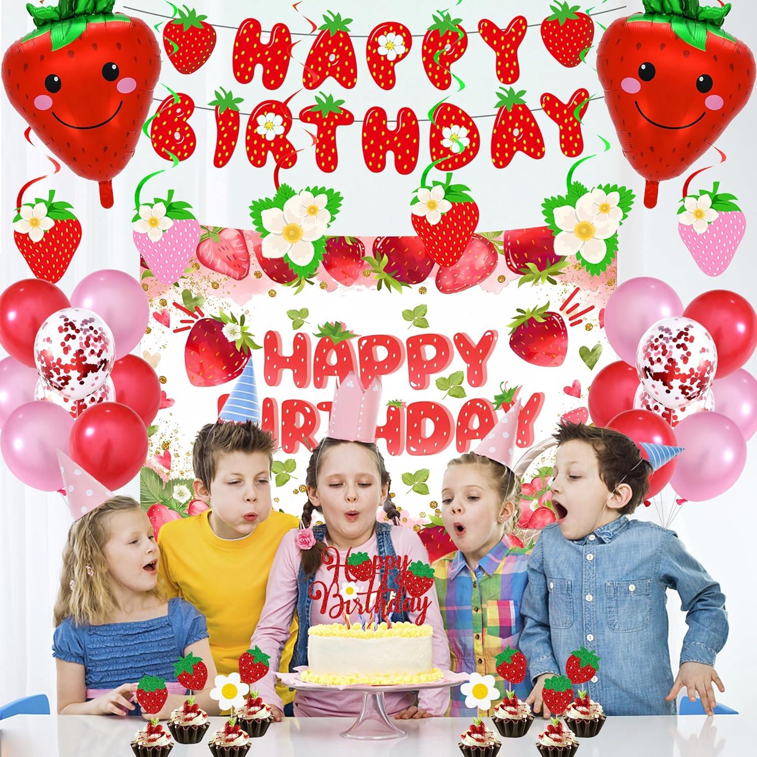 Decoraciones de Cumpleaños de Fresa ITHKIRHO 23 Pcs Fiesta