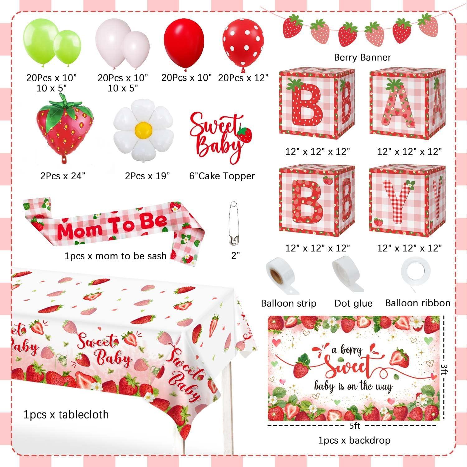 Kit Decoraciones Baby Shower Fresa 16 Pies Lopeastar