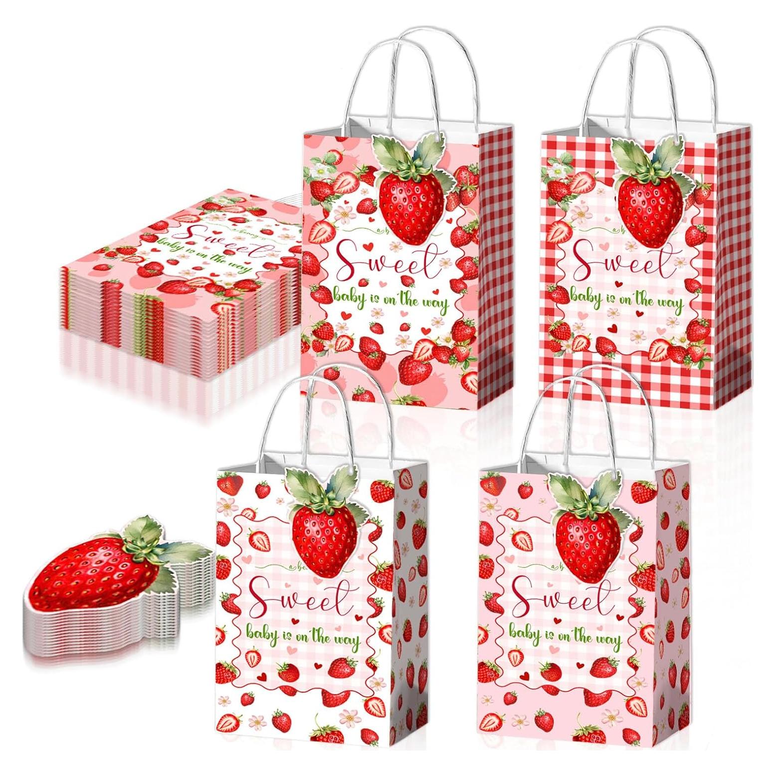 32pcs Decoraciones Baby Shower QZCYU - Bolsas y Tarjetas Fresa