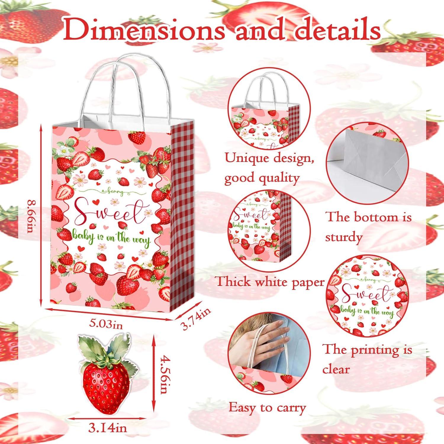 32pcs Decoraciones Baby Shower QZCYU - Bolsas y Tarjetas Fresa