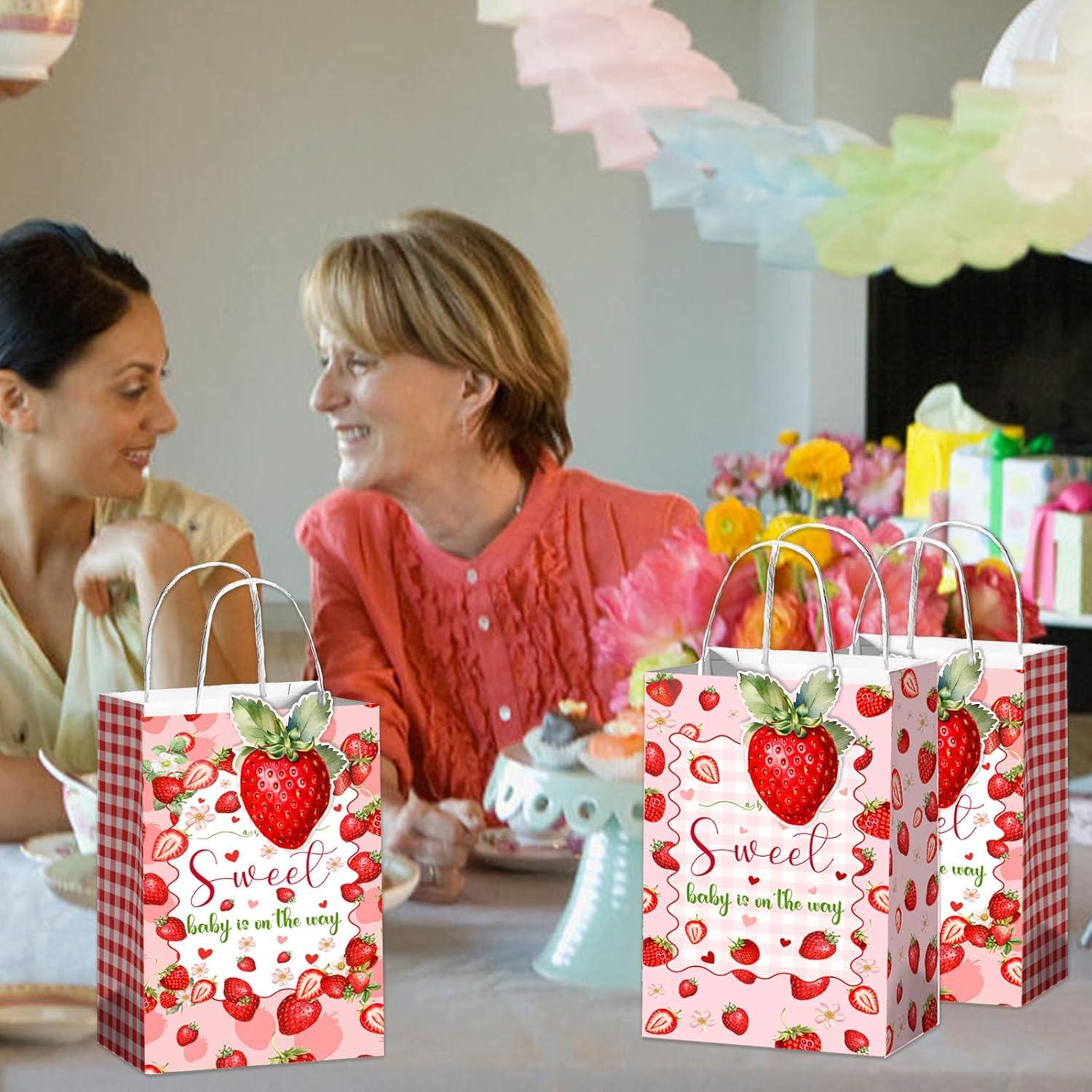 32pcs Decoraciones Baby Shower QZCYU - Bolsas y Tarjetas Fresa