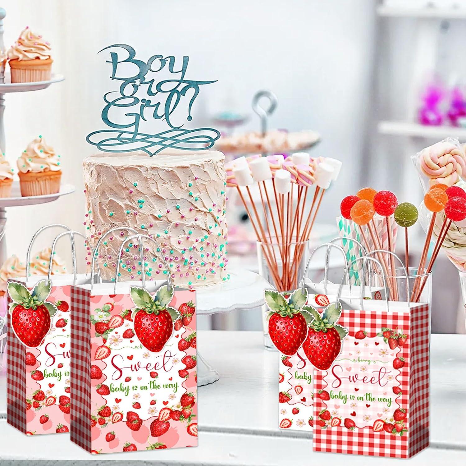 32pcs Decoraciones Baby Shower QZCYU - Bolsas y Tarjetas Fresa