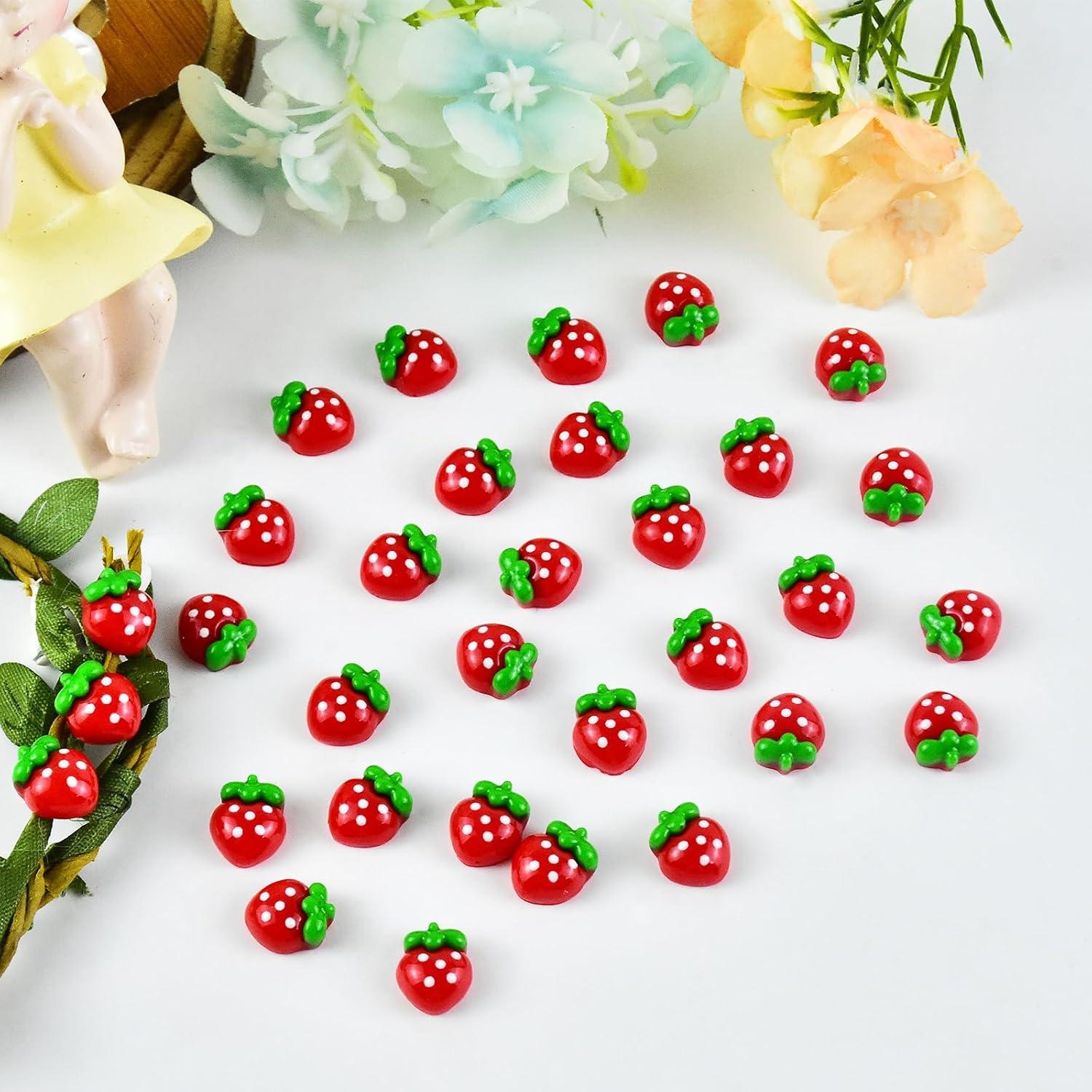 60 Piezas Mini Fresas de Resina para Manualidades - HOMICO