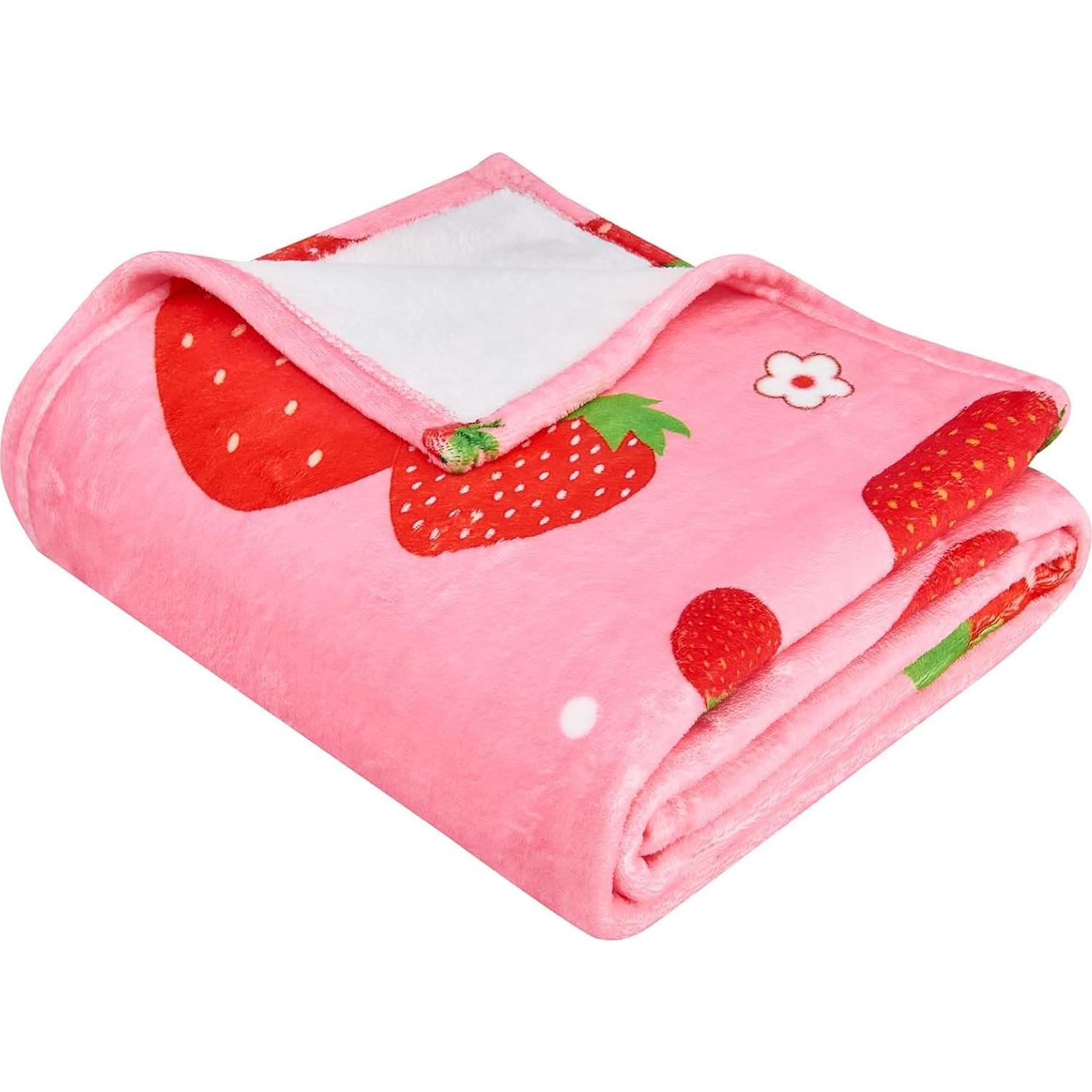 Manta de Fresa Rosa Wajade 127x152 cm Suave Franela