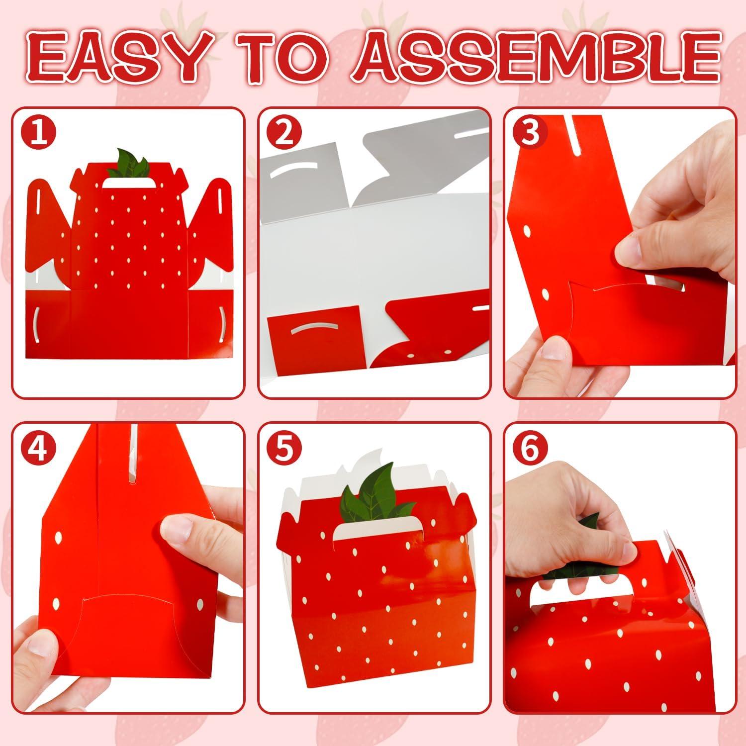 JOINCCI 24 Cajas de Favor Fresa para Cumpleaños 16x9x8 cm