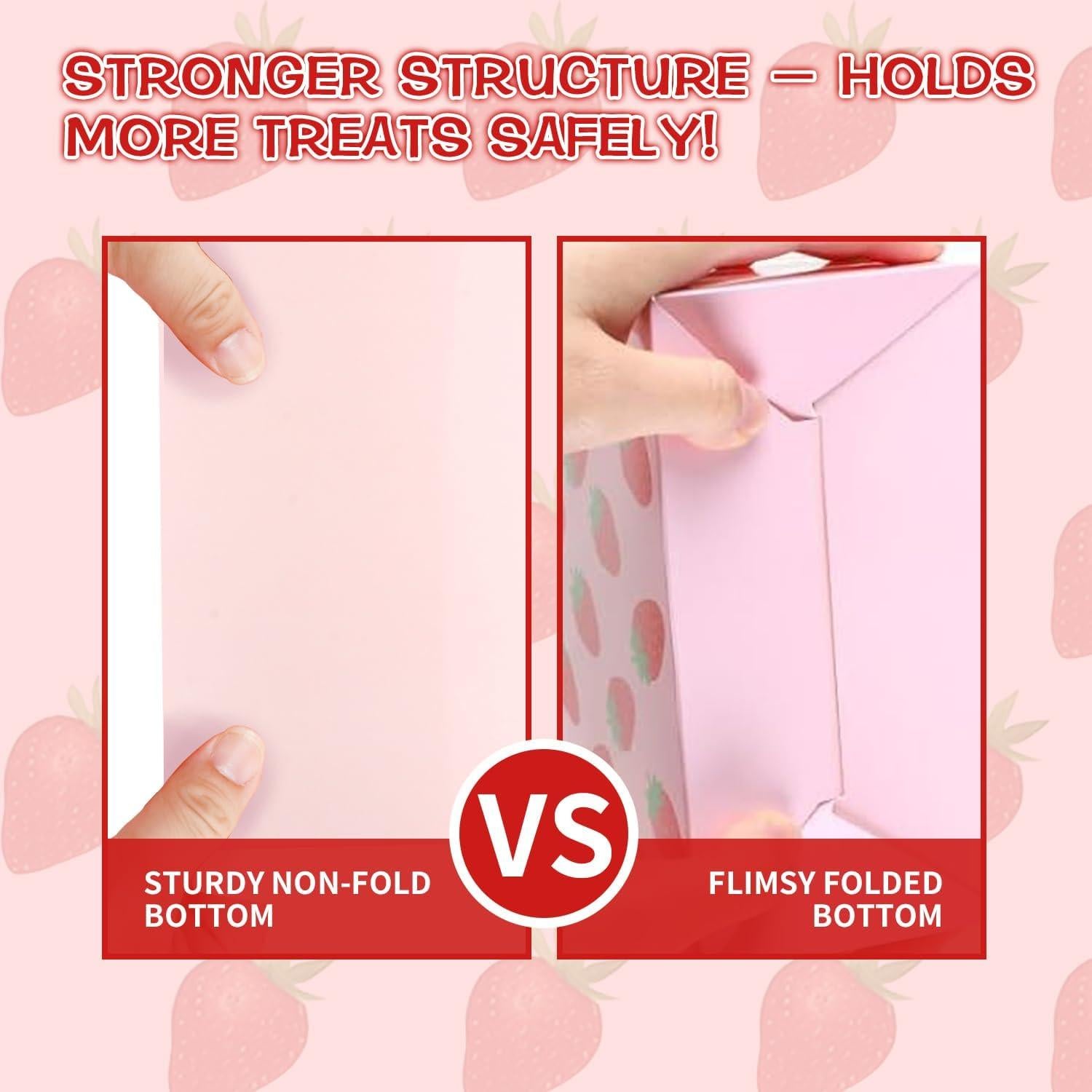 JOINCCI 24 Cajas de Favor Fresa para Cumpleaños 16x9x8 cm