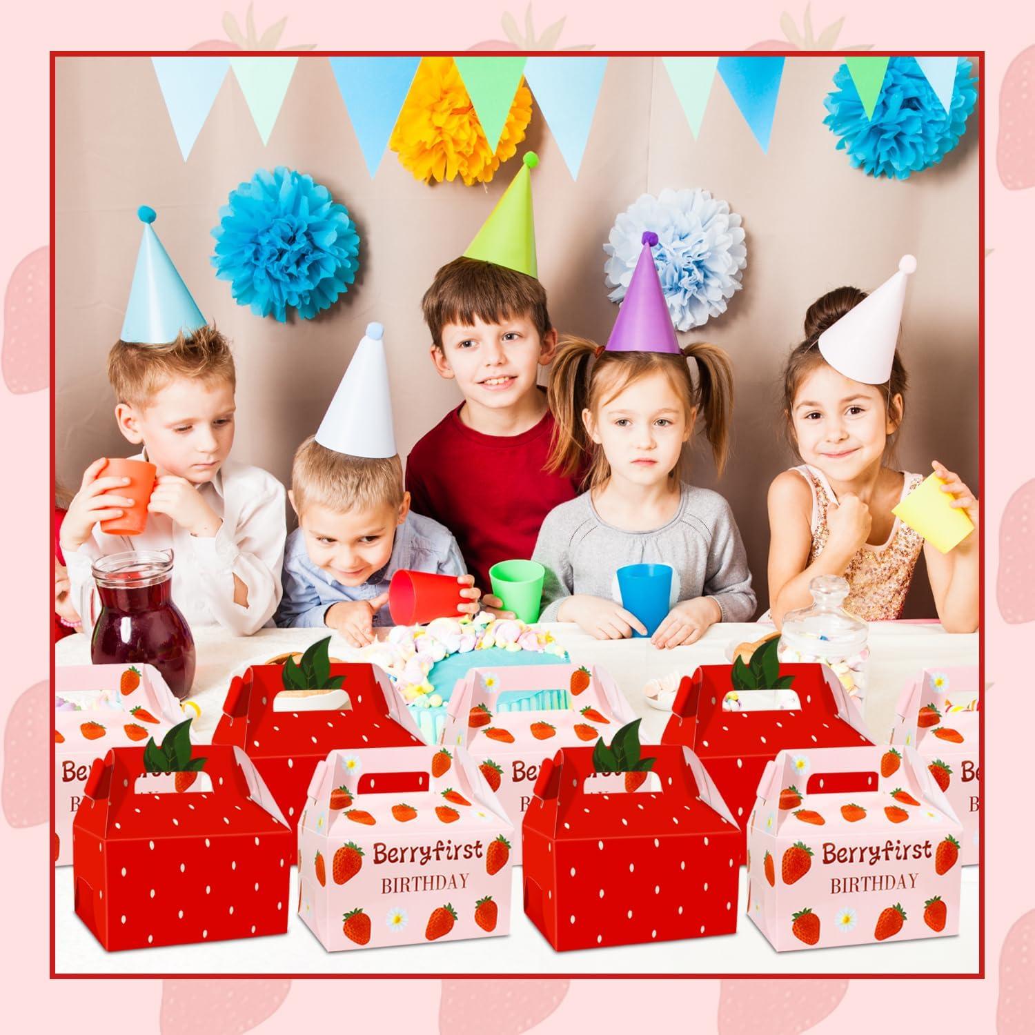 JOINCCI 24 Cajas de Favor Fresa para Cumpleaños 16x9x8 cm