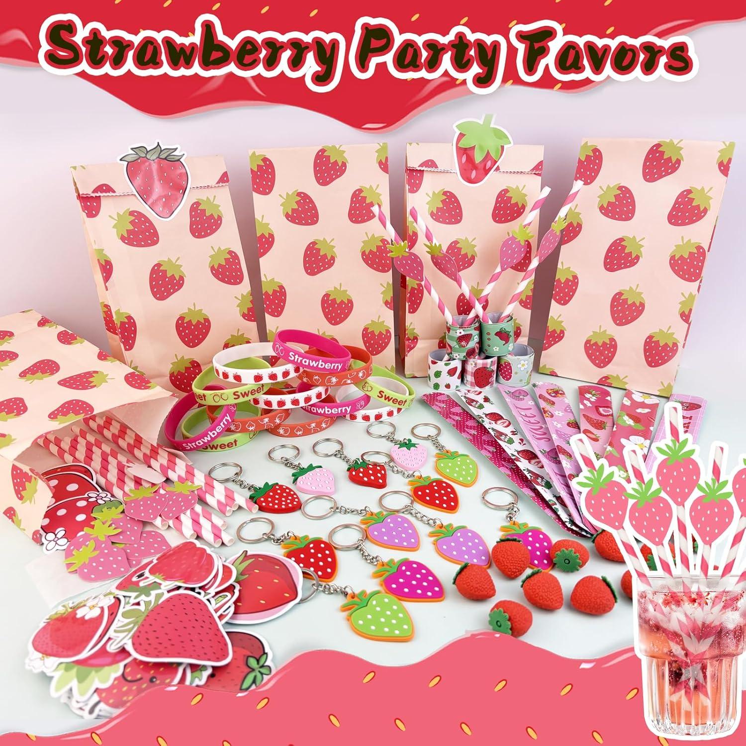 Conjunto de Suministros de Fiesta de Fresa 122 Piezas VAMWOGO