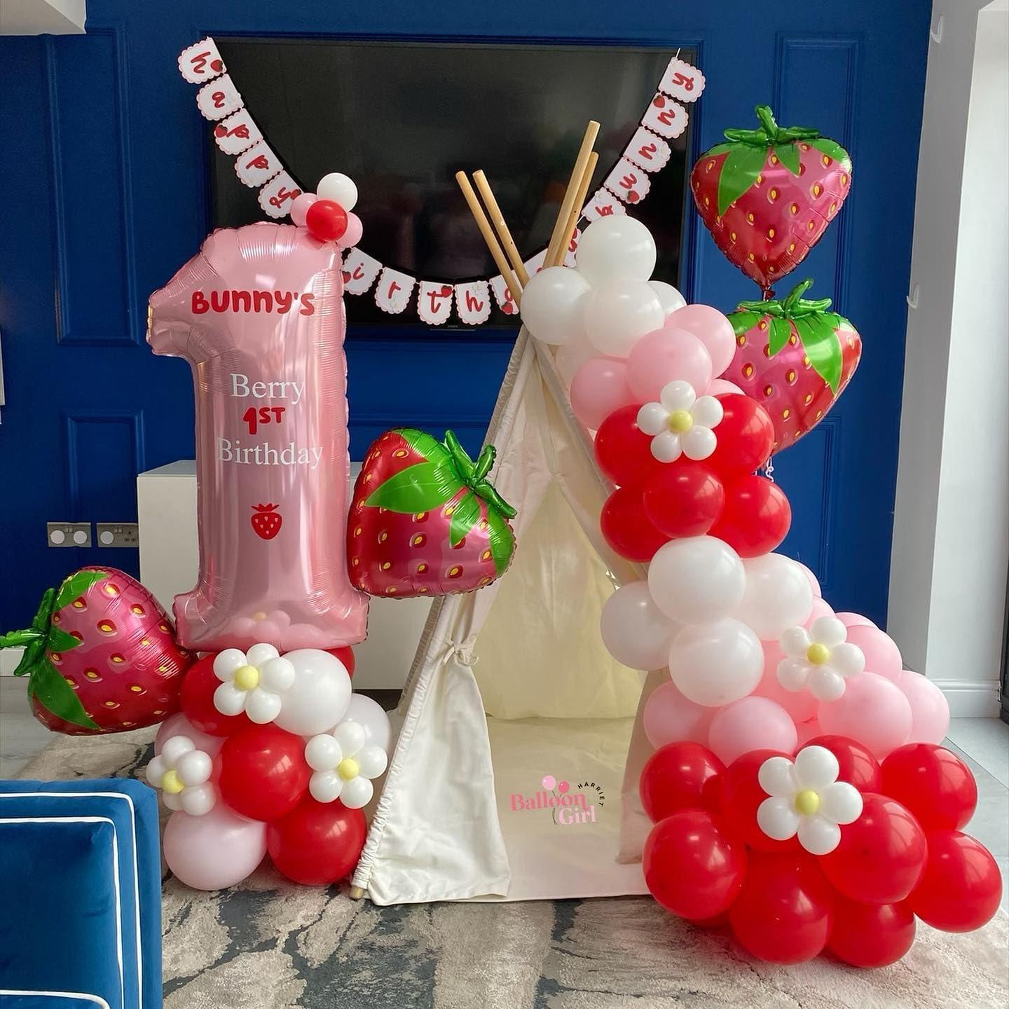 Paquete de 12 globos de fresa LHOAVWE 58 cm para fiestas