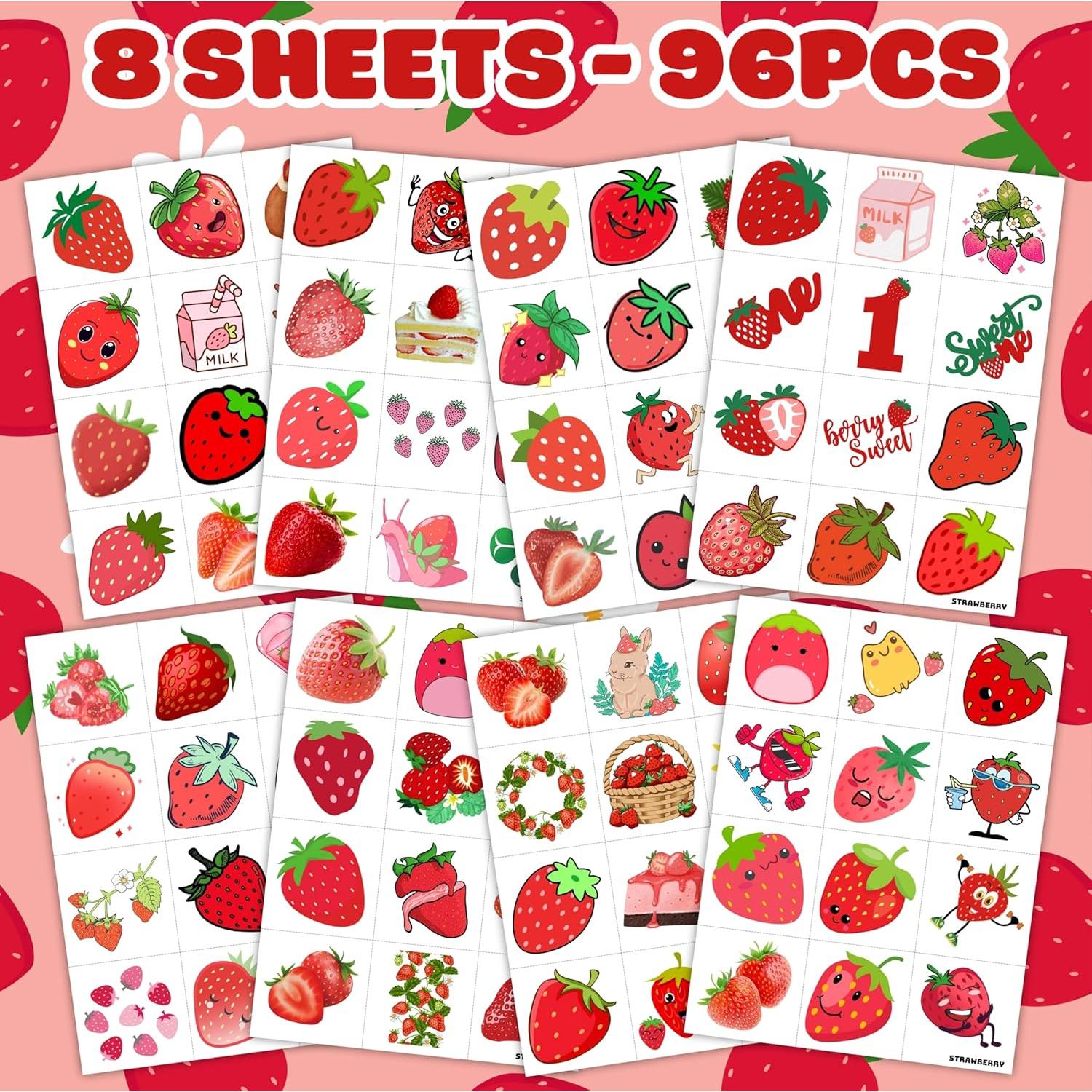 Tatuajes Temporales de Fresa Genérico 96PCS para Fiesta