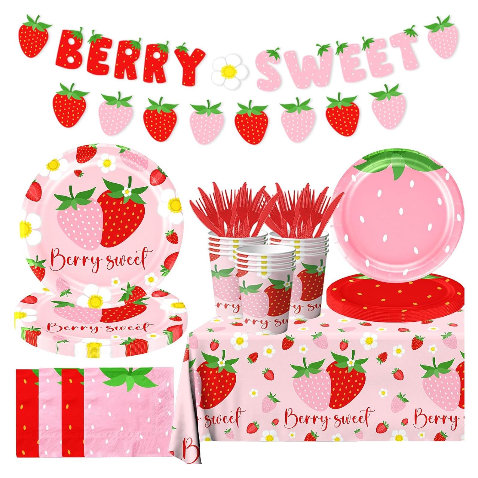 Juego de Vajilla de Fiesta de Fresa Canydoo para 20 Personas