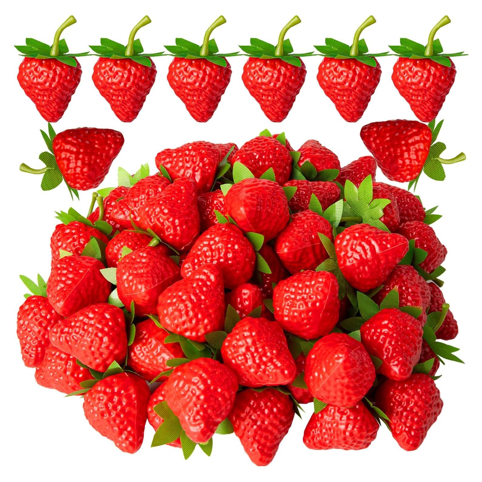 Fresas Artificiales CLESDF 40Pcs Decoración Realista Cocina