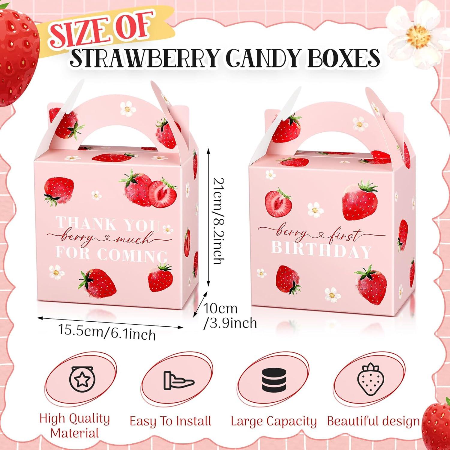 Paquete de 24 Cajas de Regalo de Fresa 15.5 x 9.9 x 21.1 cm