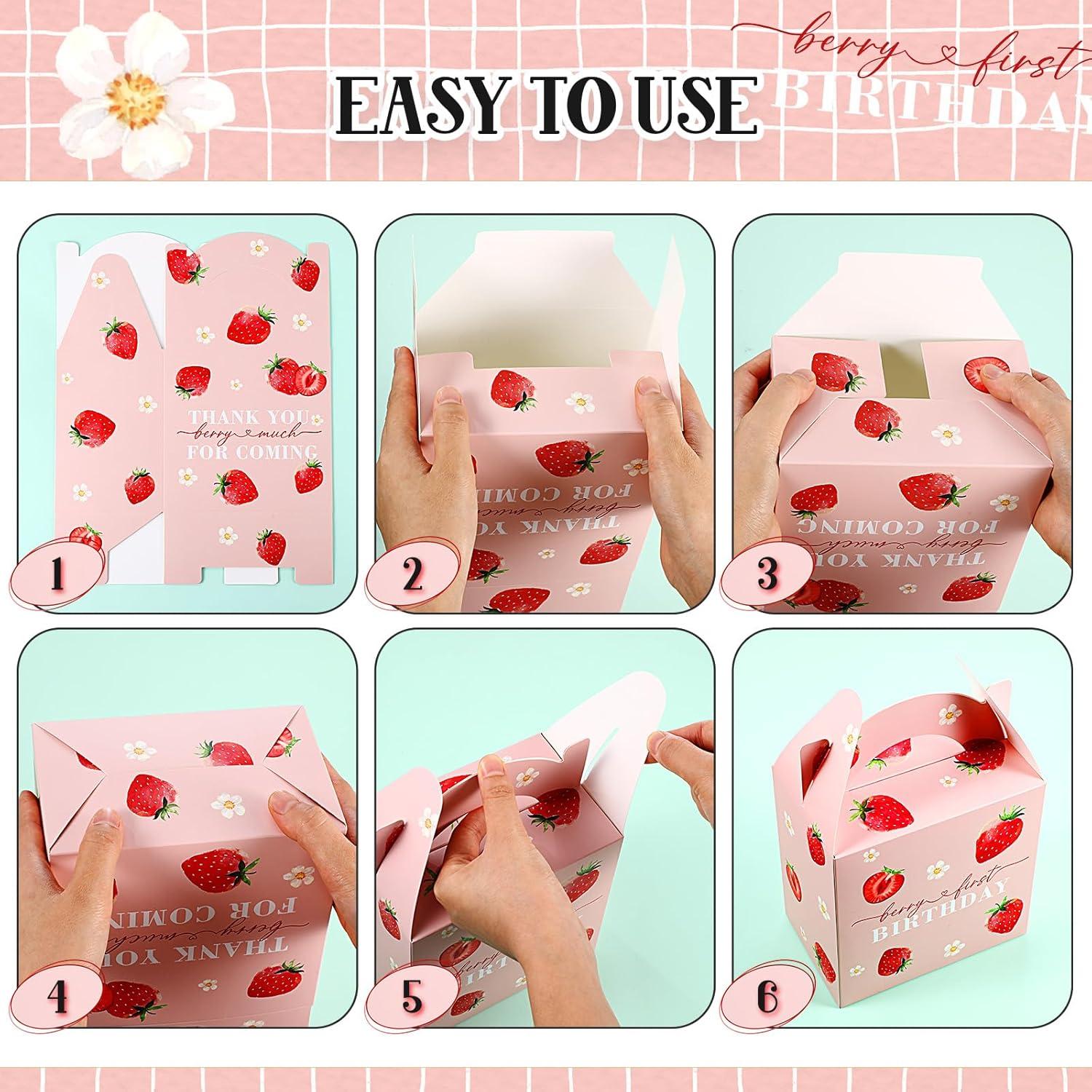 Paquete de 24 Cajas de Regalo de Fresa 15.5 x 9.9 x 21.1 cm