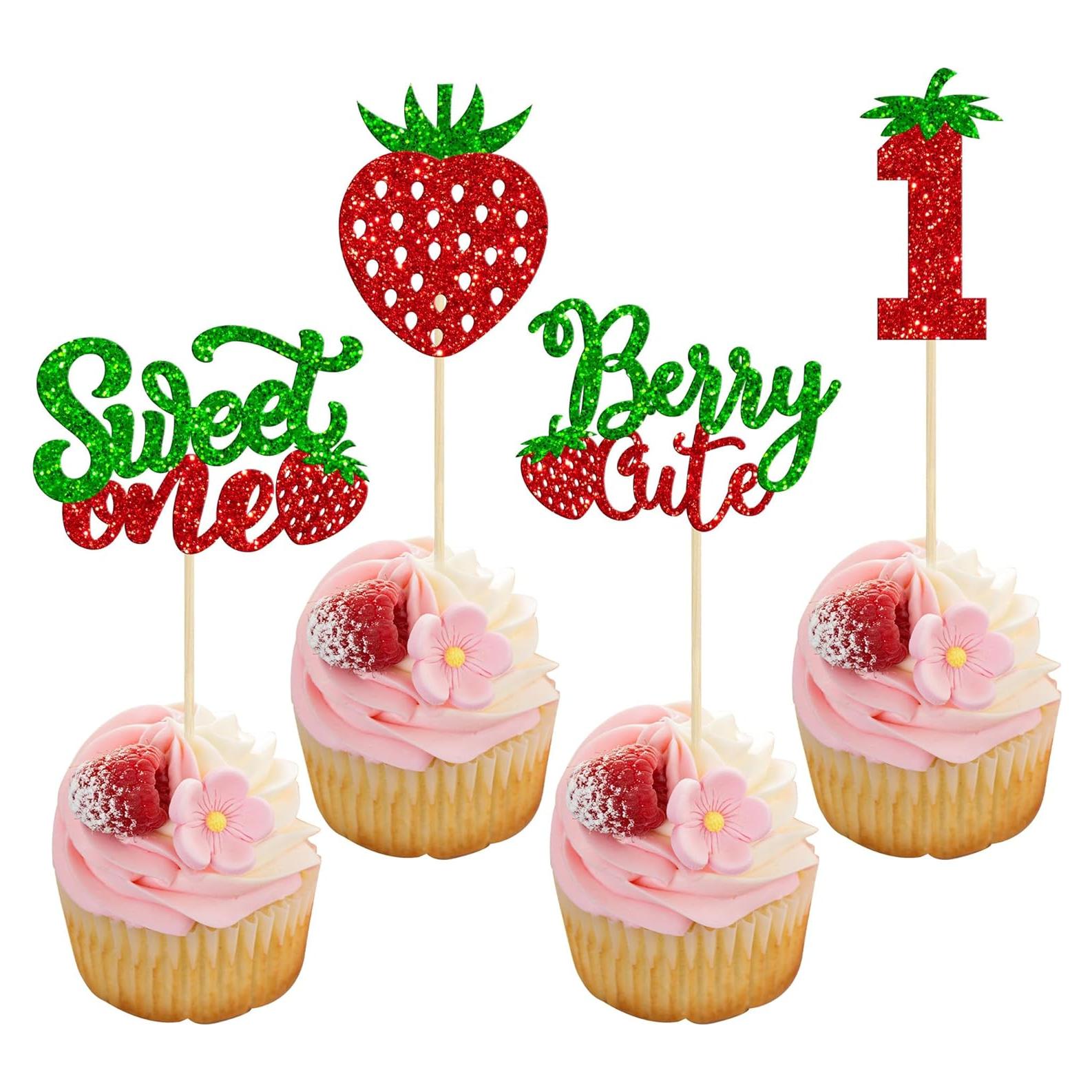 24 Adornos para Cupcakes Dulce Uno Ephlyn Verde 6.5x11cm