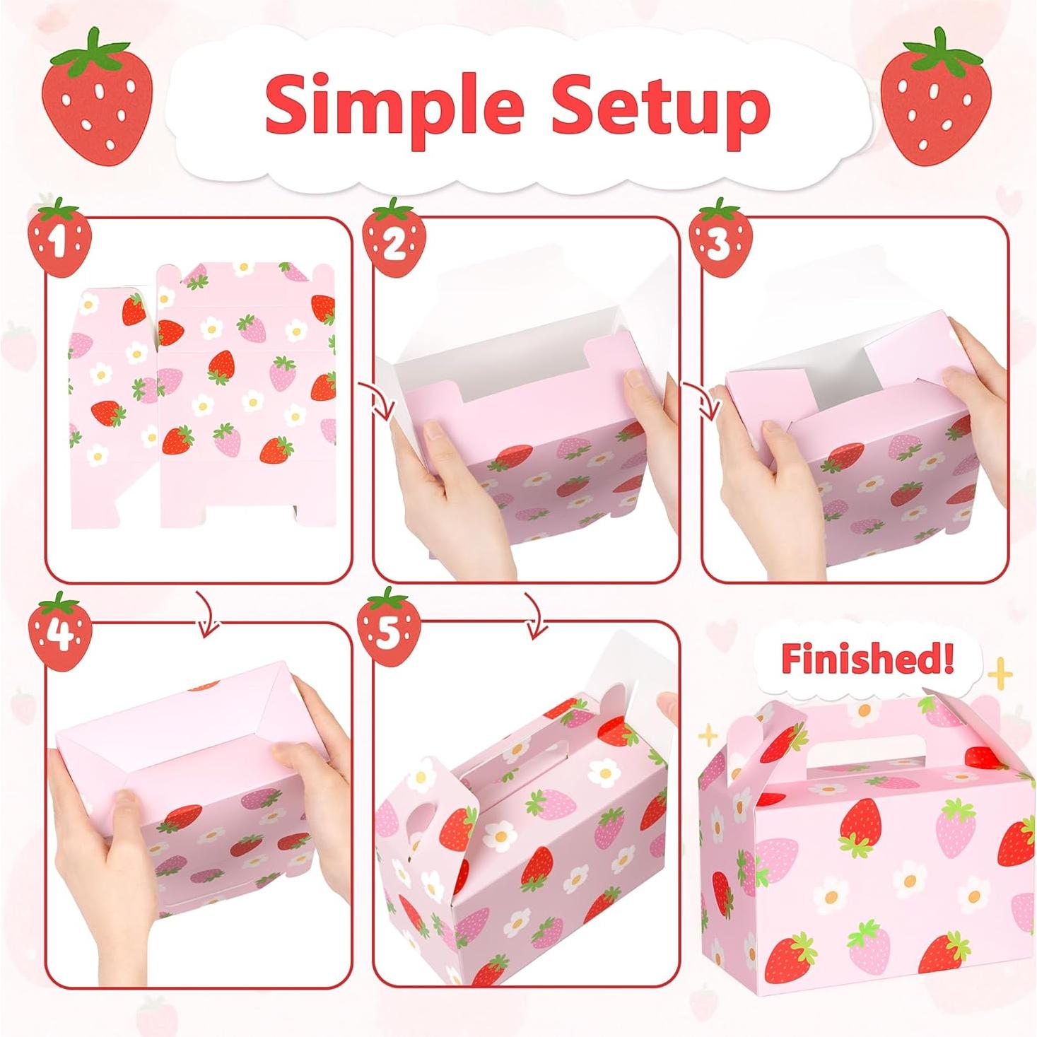 Cajas de Favor de Fiesta Kriyokiaa 24 Pcs Fresa 16x8.1x9.9cm