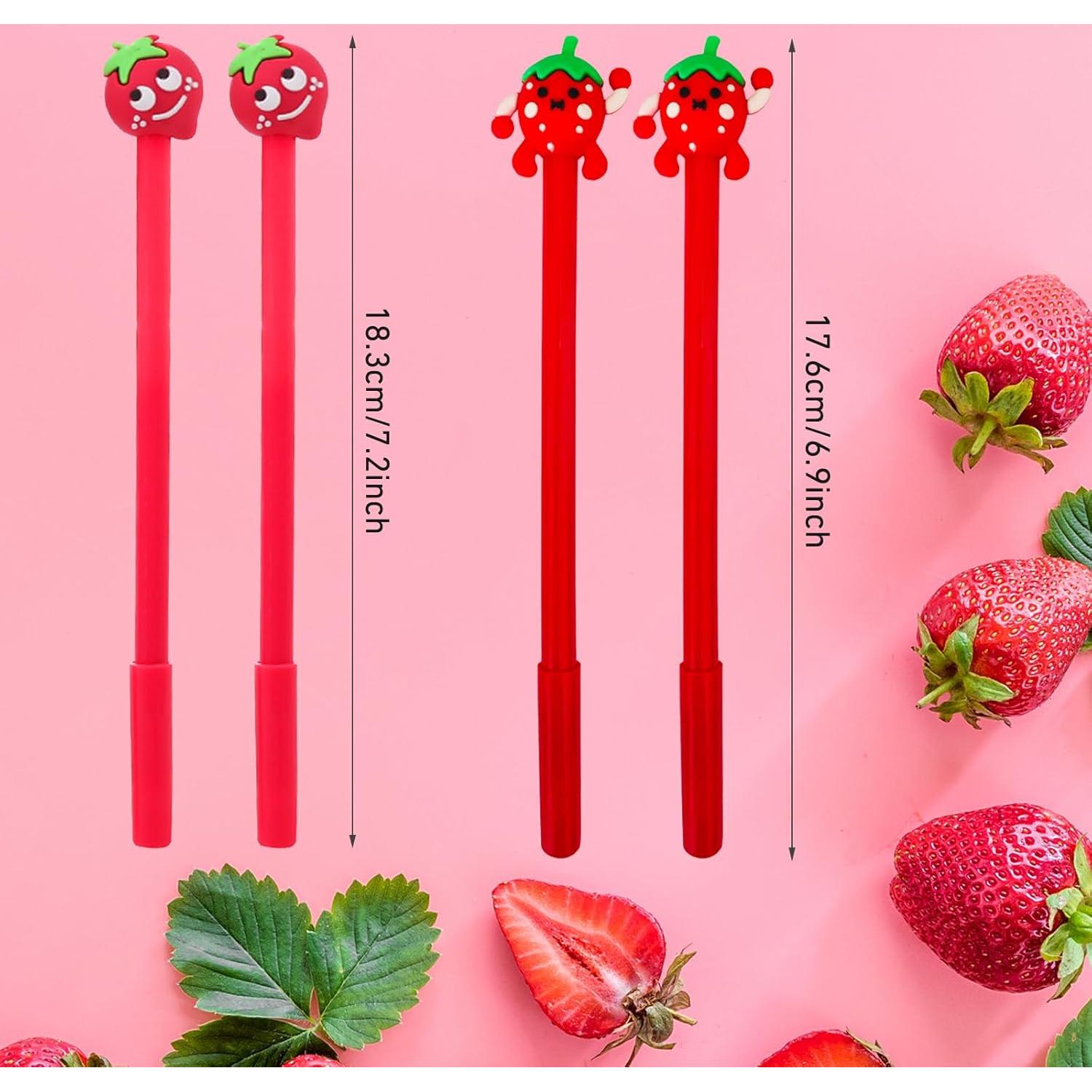 Lápices de Gel Finpletai Fresa Kawaii 30 Piezas 0.5mm