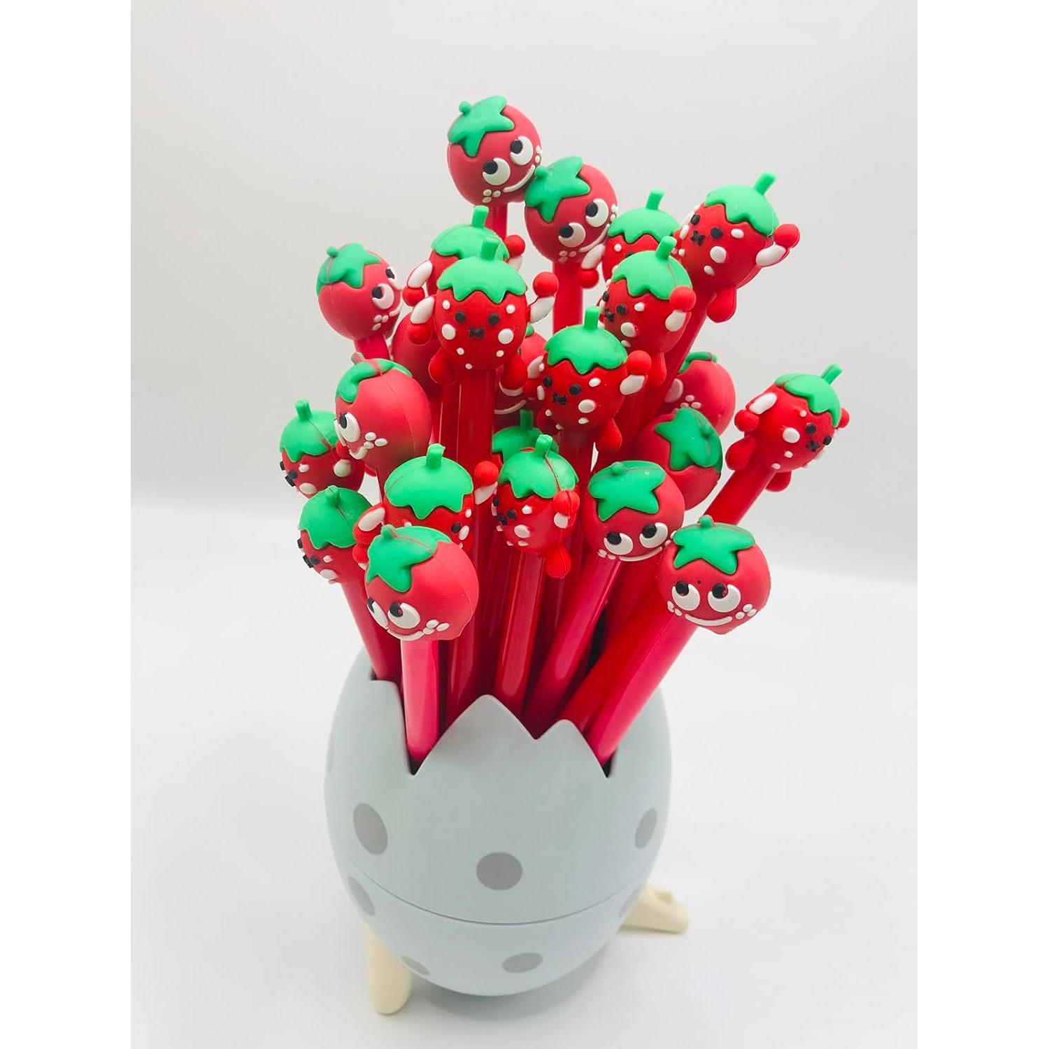 Lápices de Gel Finpletai Fresa Kawaii 30 Piezas 0.5mm