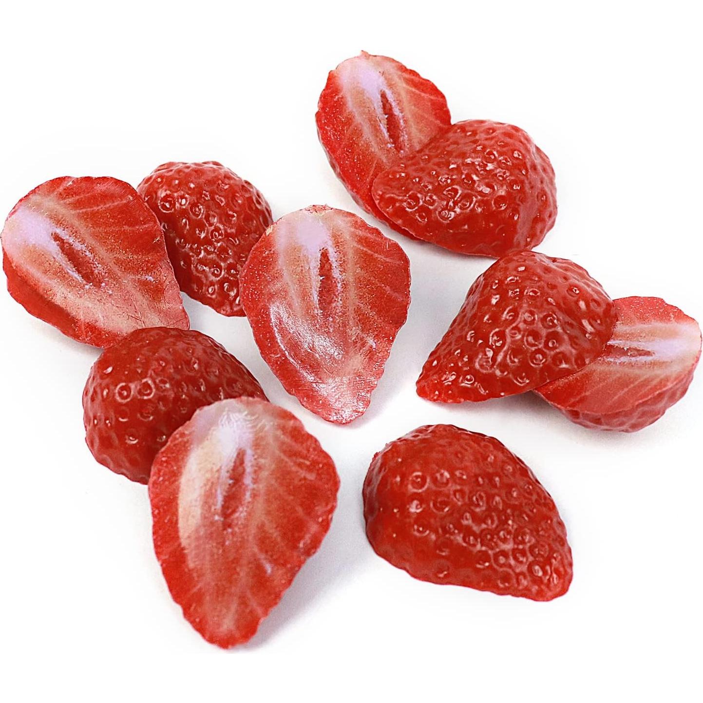 Bloques de Fresa Artificial FKYzixeh - 10 Pcs Decoración Realista