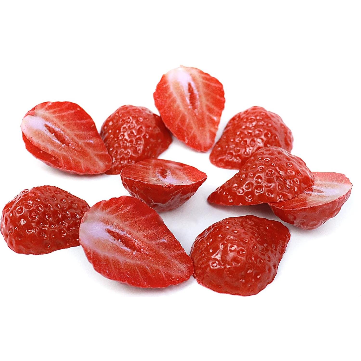 Bloques de Fresa Artificial FKYzixeh - 10 Pcs Decoración Realista