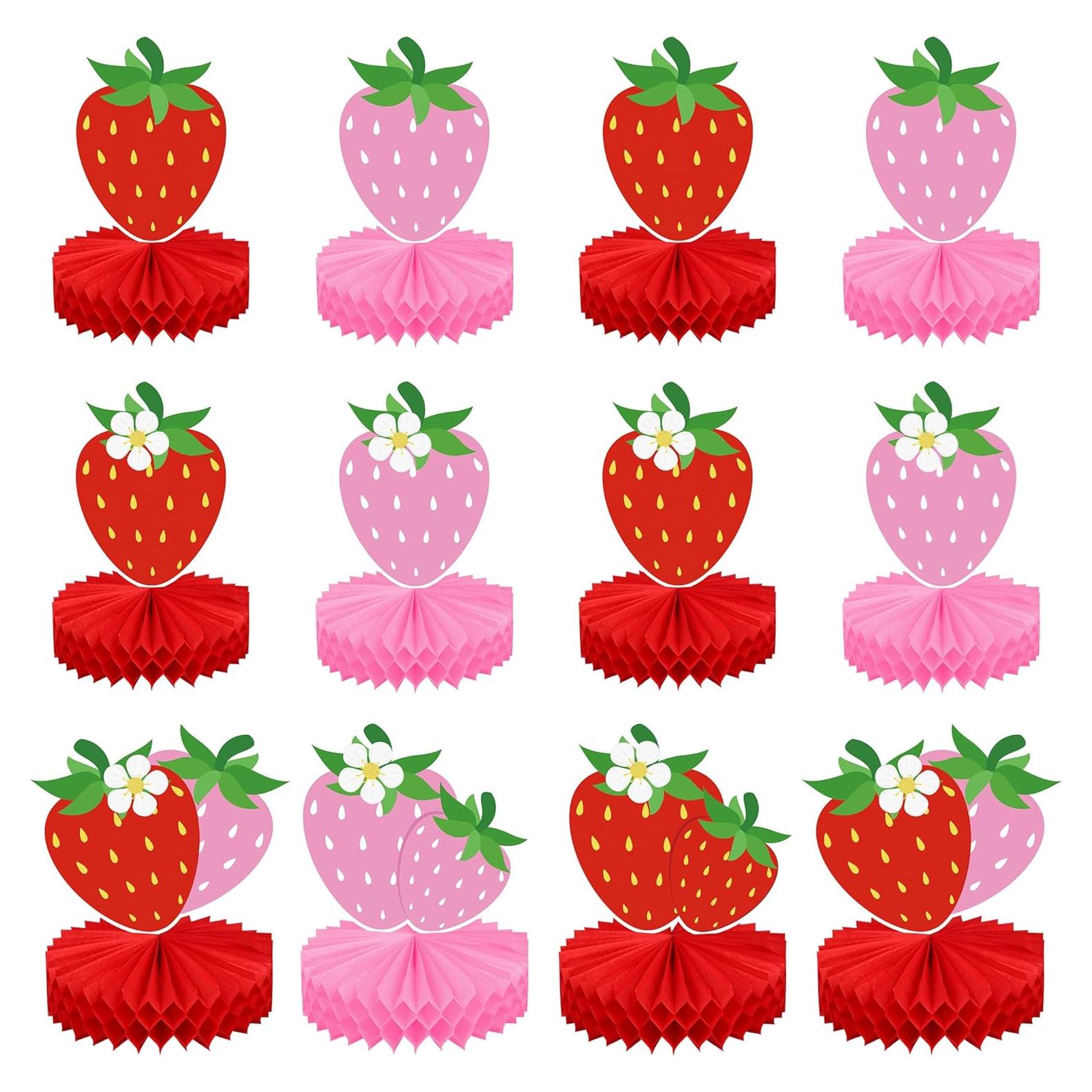 Centros de Mesa de Panal de Fresa Maniaacer - 12 Piezas