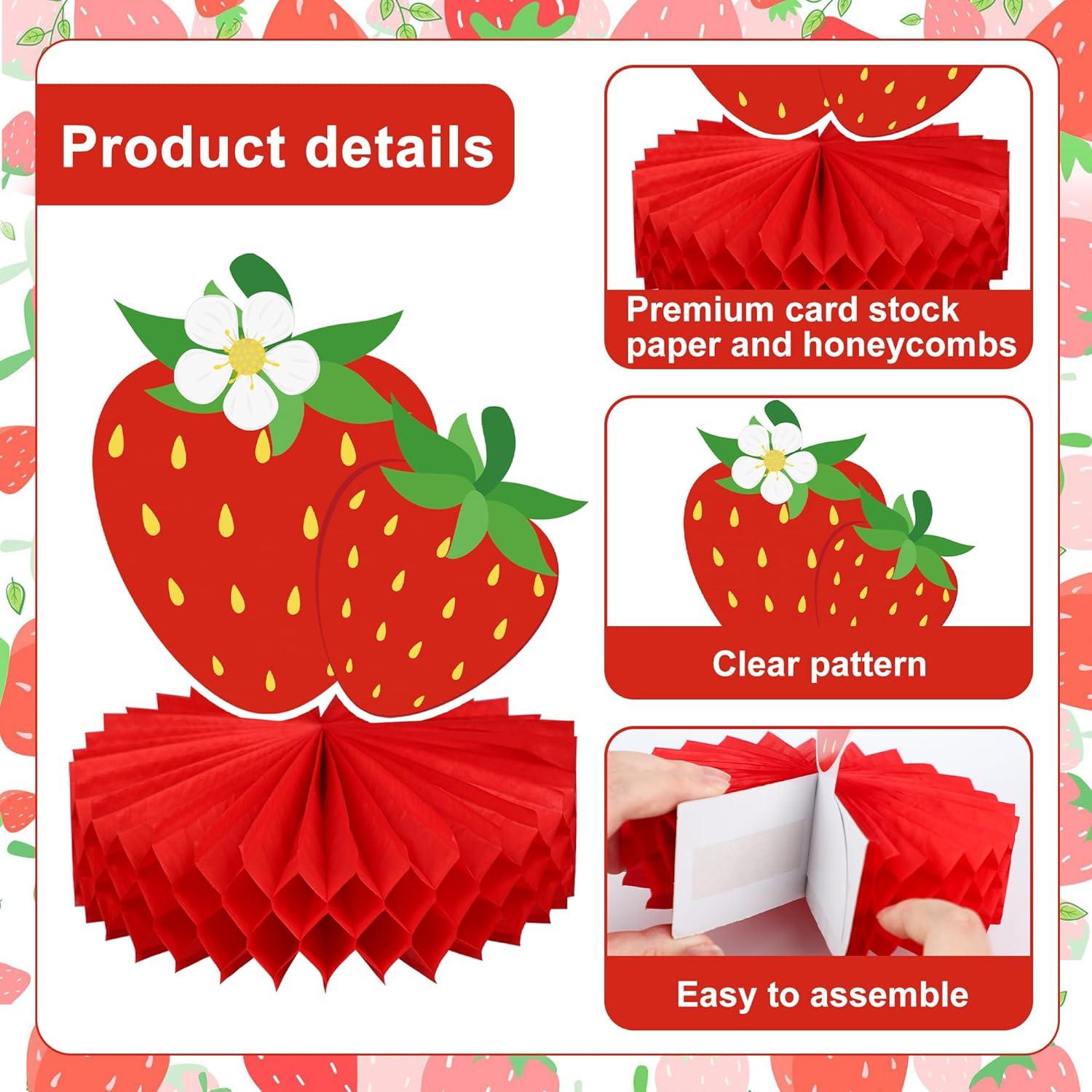 Centros de Mesa de Panal de Fresa Maniaacer - 12 Piezas