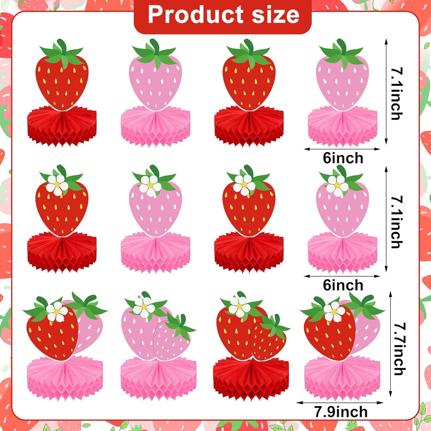 Centros de Mesa de Panal de Fresa Maniaacer - 12 Piezas