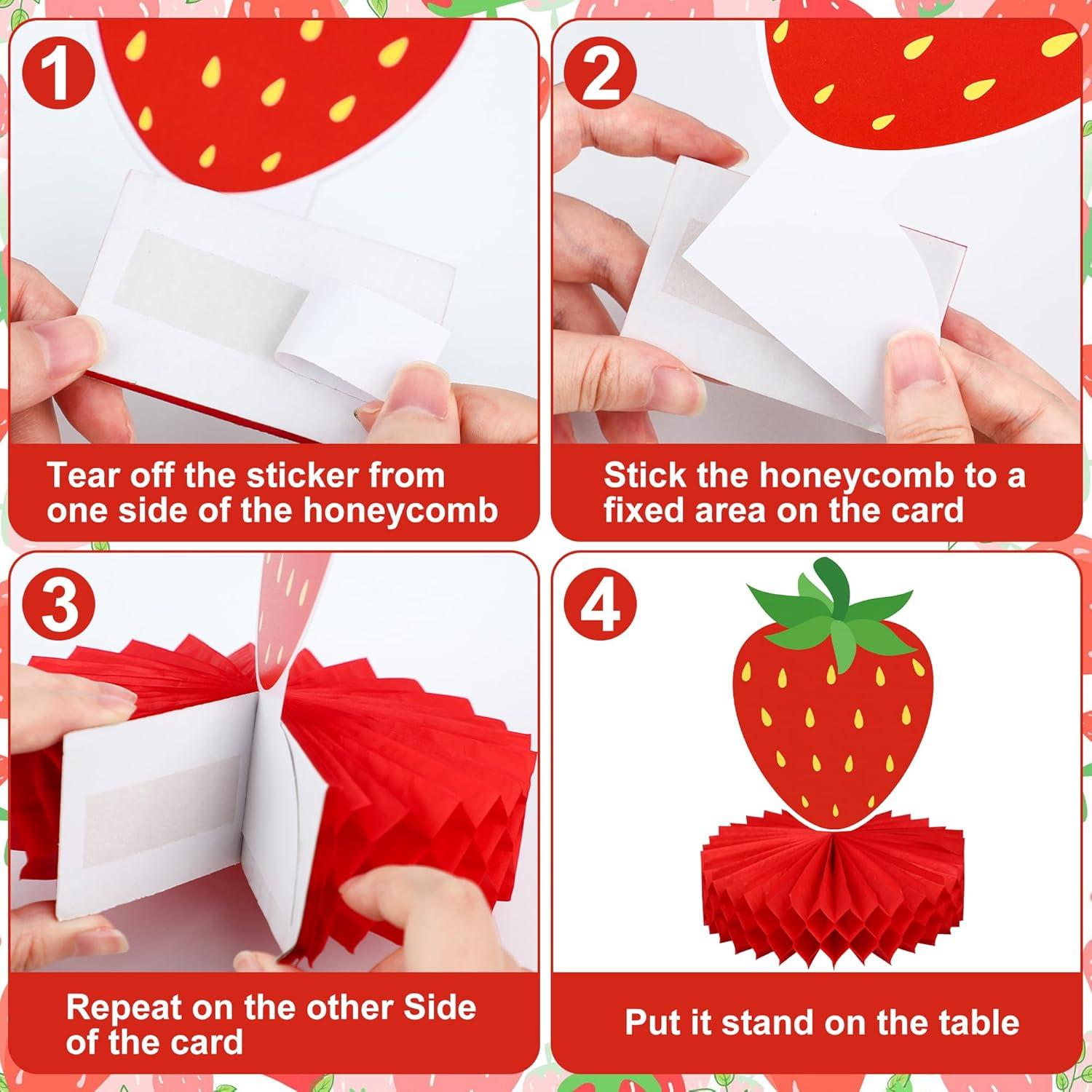 Centros de Mesa de Panal de Fresa Maniaacer - 12 Piezas