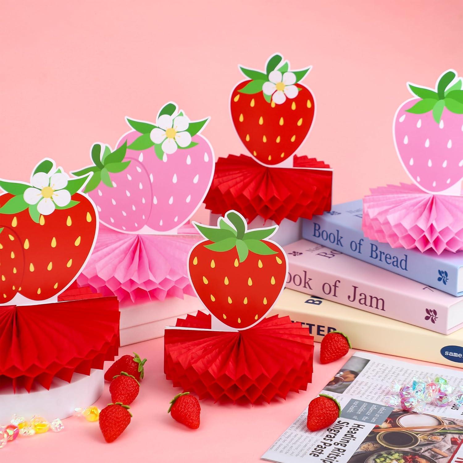 Centros de Mesa de Panal de Fresa Maniaacer - 12 Piezas