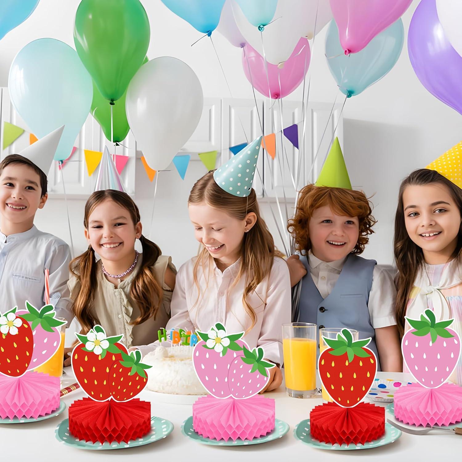 Centros de Mesa de Panal de Fresa Maniaacer - 12 Piezas