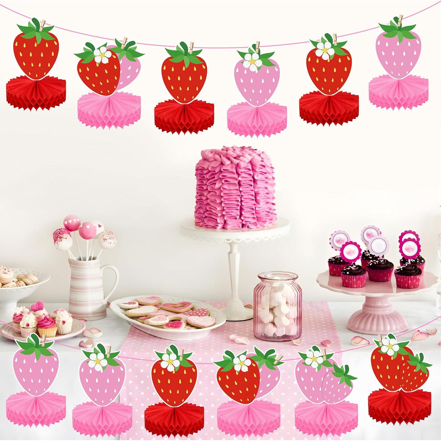 Centros de Mesa de Panal de Fresa Maniaacer - 12 Piezas