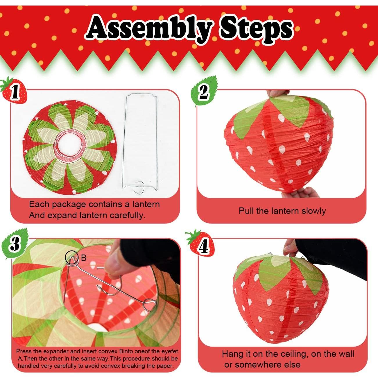 Decoraciones de Cumpleaños de Fresa - Paquete Todo en Uno