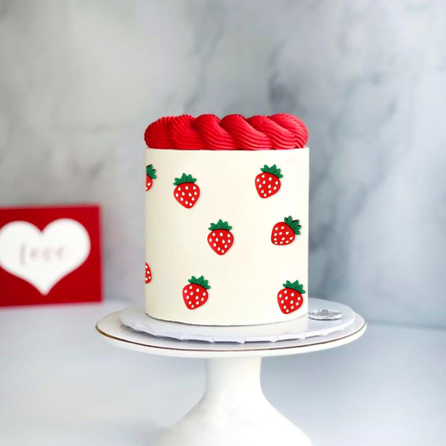 25 Adornos de Cupcake de Fresa Rojos Keaziu para Fiestas