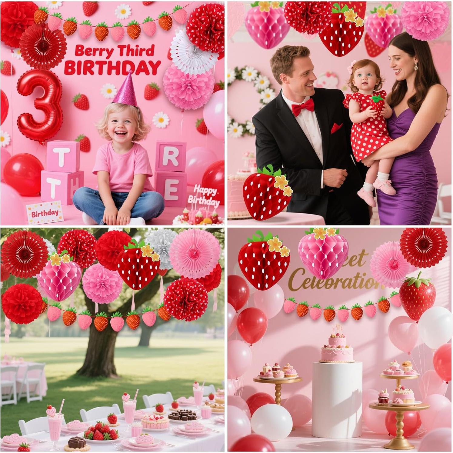 Set de Decoraciones de Fiesta de Fresa 15 Piezas BSRESIN-192