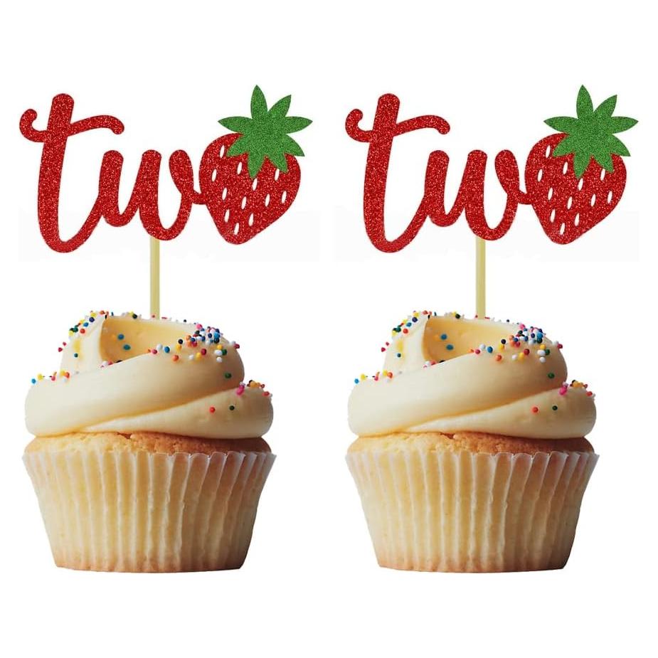 Decoraciones para Cupcakes de Fresa Morndew 24 Piezas