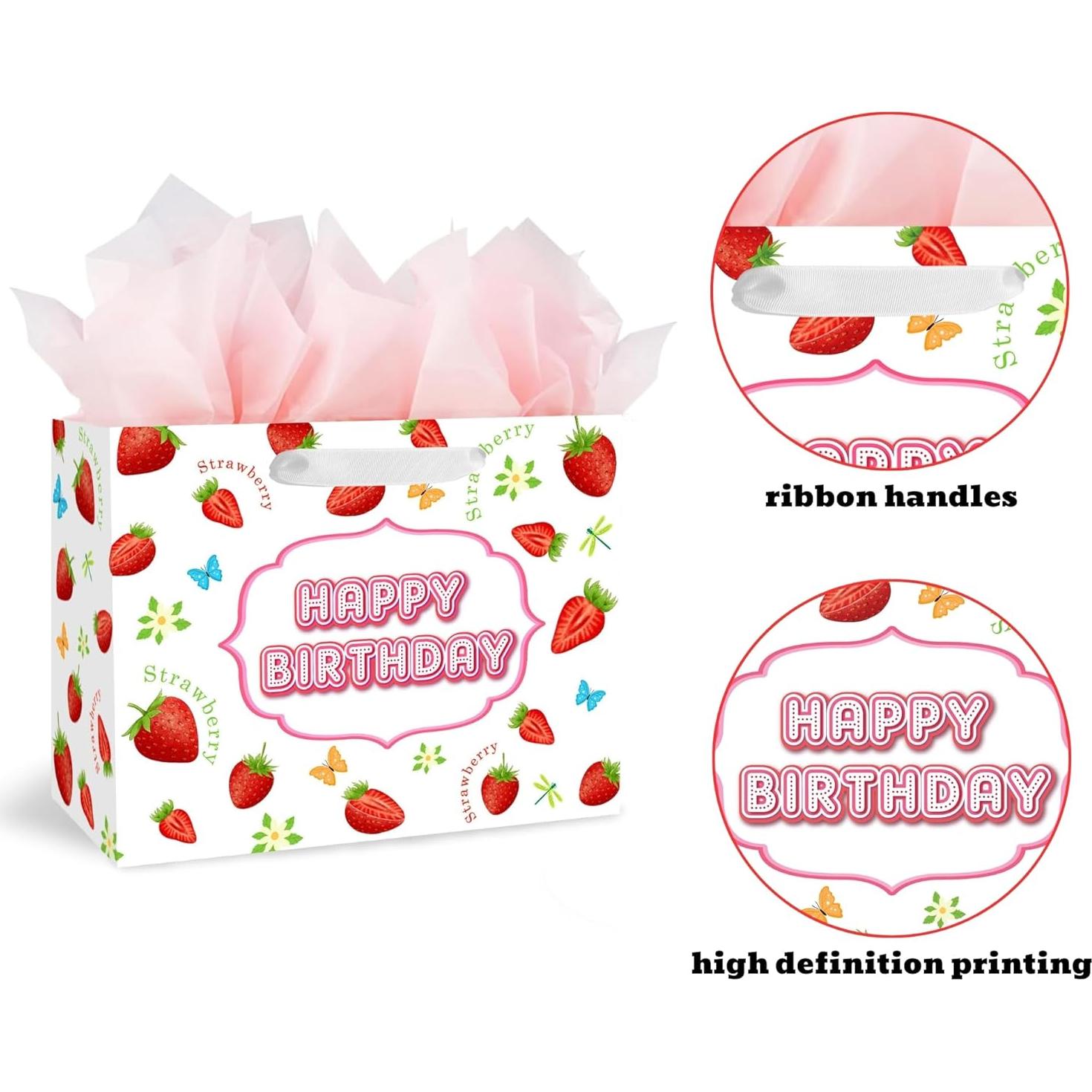 Bolsa de Regalo Grande Fresa BATYONGOGA 33x26x12 cm con Tarjeta