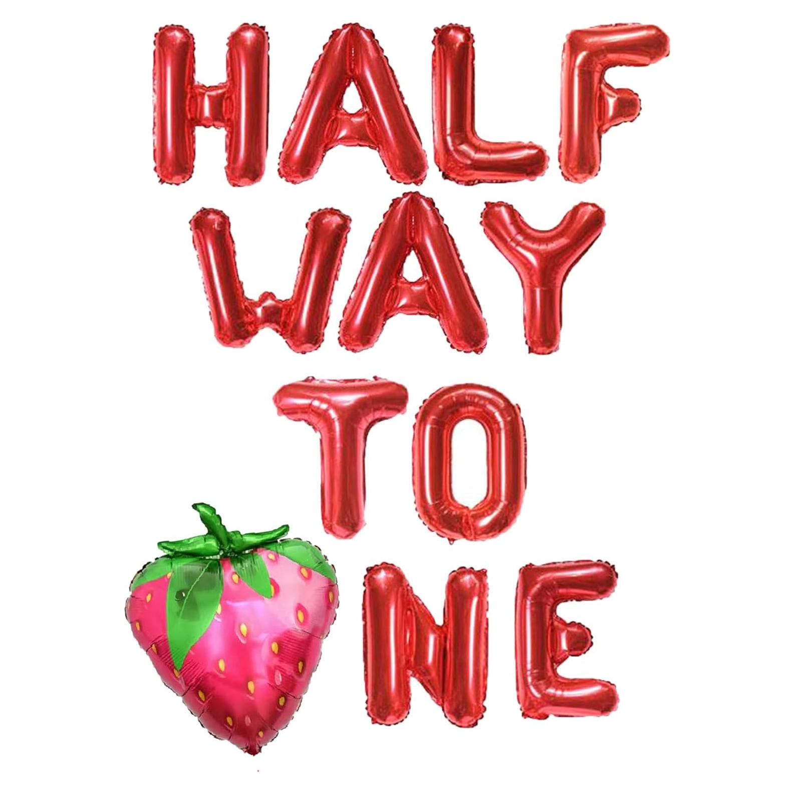 Decoración de Cumpleaños Fresa BEOXAGAR 1/2 Año - Globos
