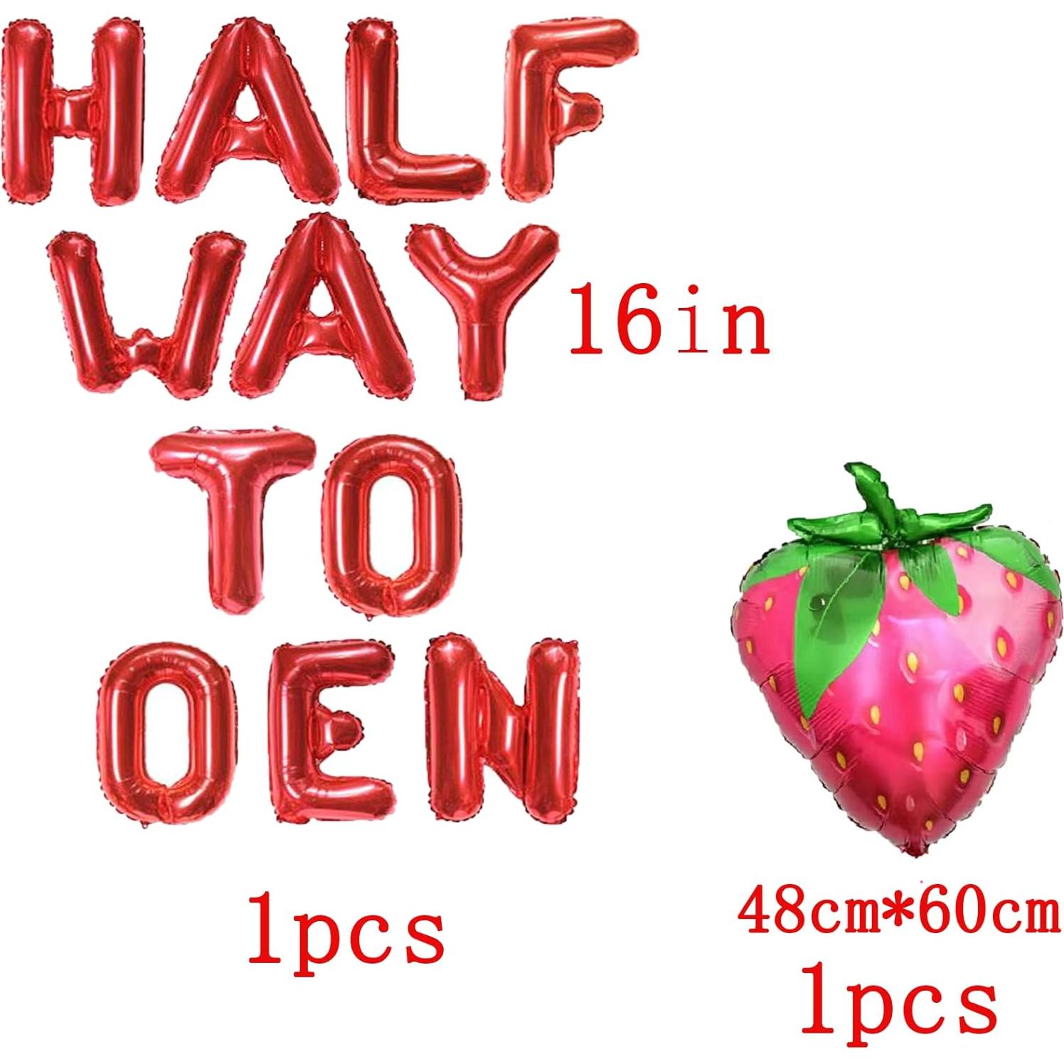 Decoración de Cumpleaños Fresa BEOXAGAR 1/2 Año - Globos