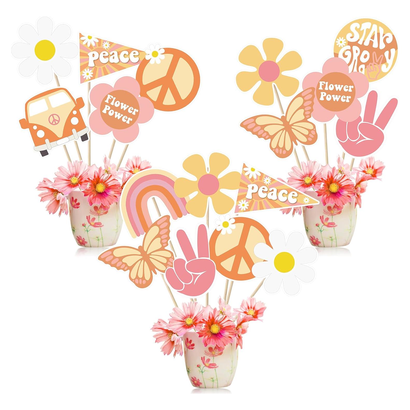 Centros de Mesa Retro Hippie Boho A1diee - 30 Piezas Multicolor
