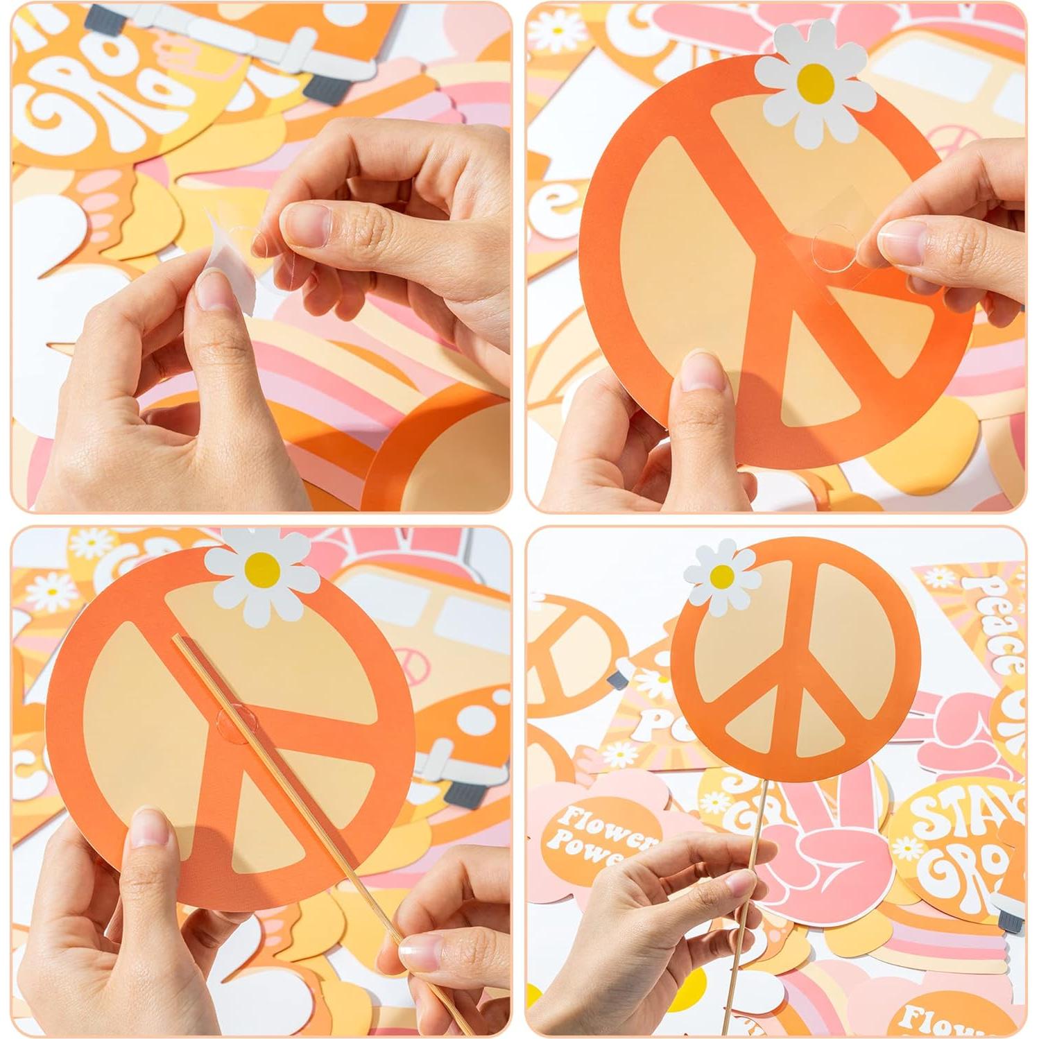 Centros de Mesa Retro Hippie Boho A1diee - 30 Piezas Multicolor