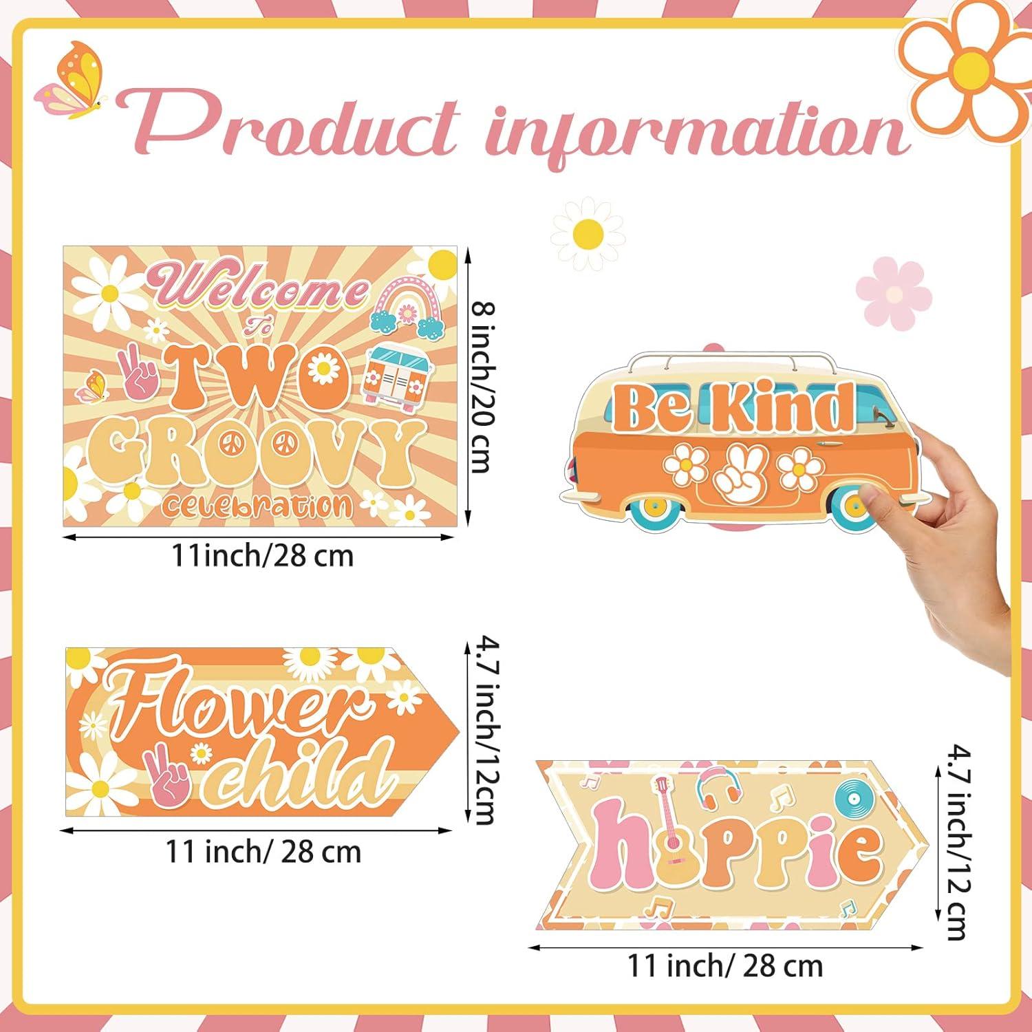 20 Piezas Decoraciones de Fiesta Hippie Jecery 60's Multicolor