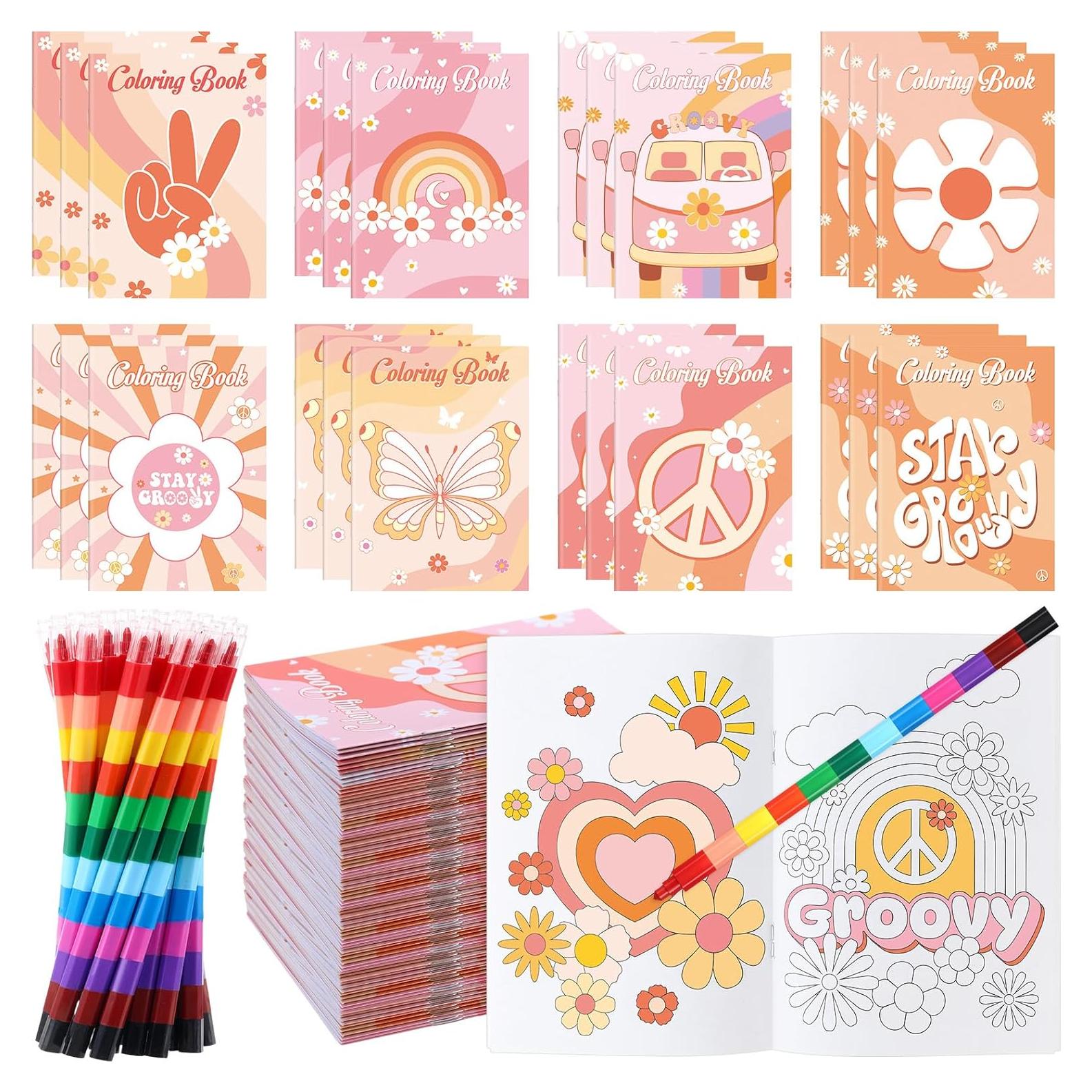 Set de Libros para Colorear Hippie Boho Funrous con Crayones