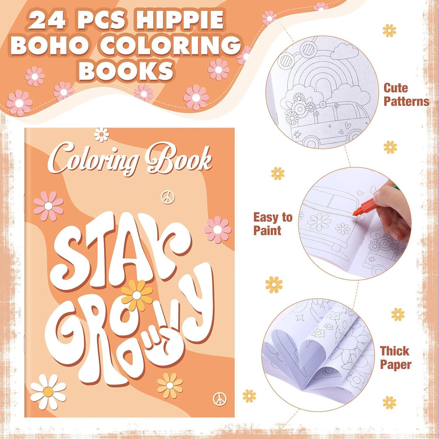 Set de Libros para Colorear Hippie Boho Funrous con Crayones