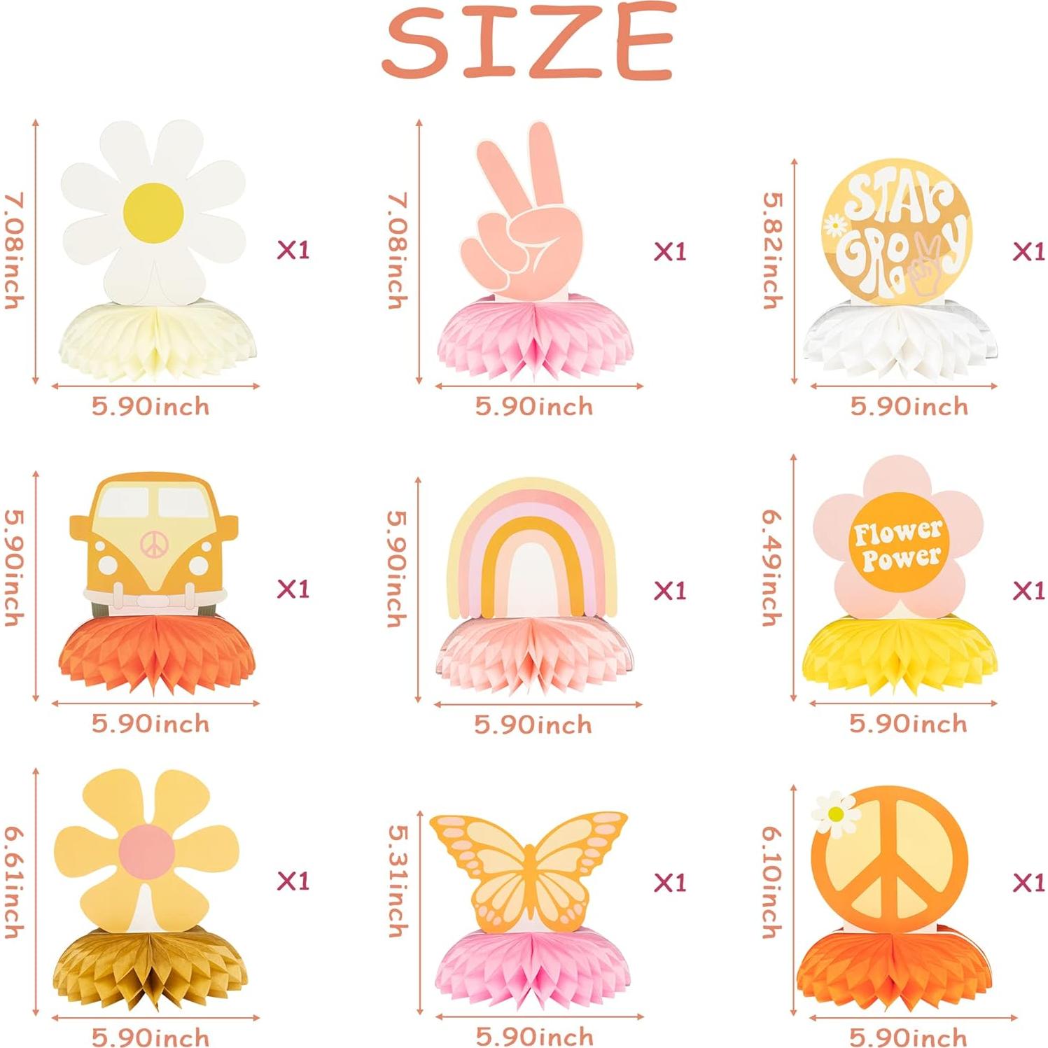 Centros de Mesa Honeycomb A1diee 9 Piezas Boho Retro