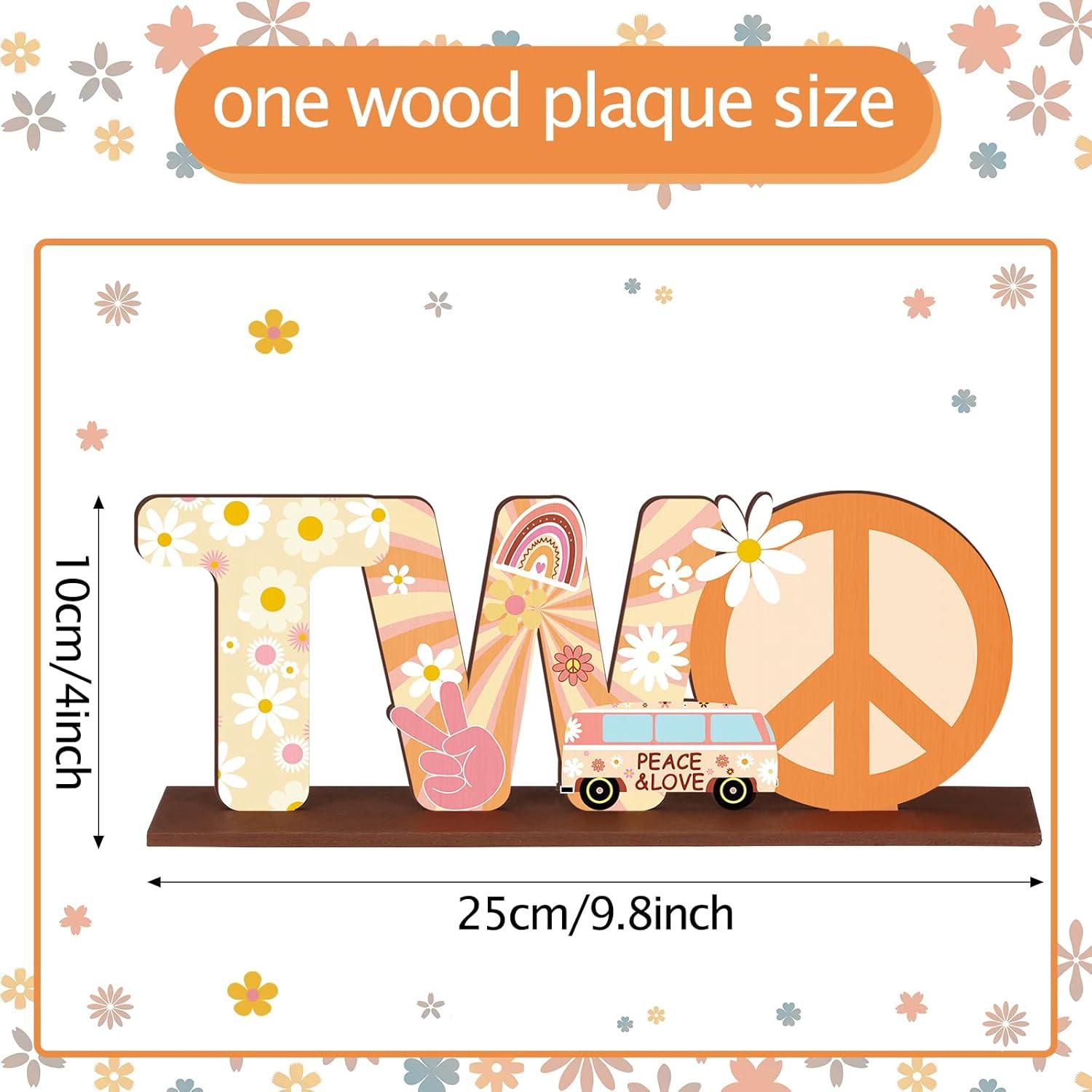 Centro de Mesa de Madera Yulejo 25x10cm Fiesta Hippie 2 Años